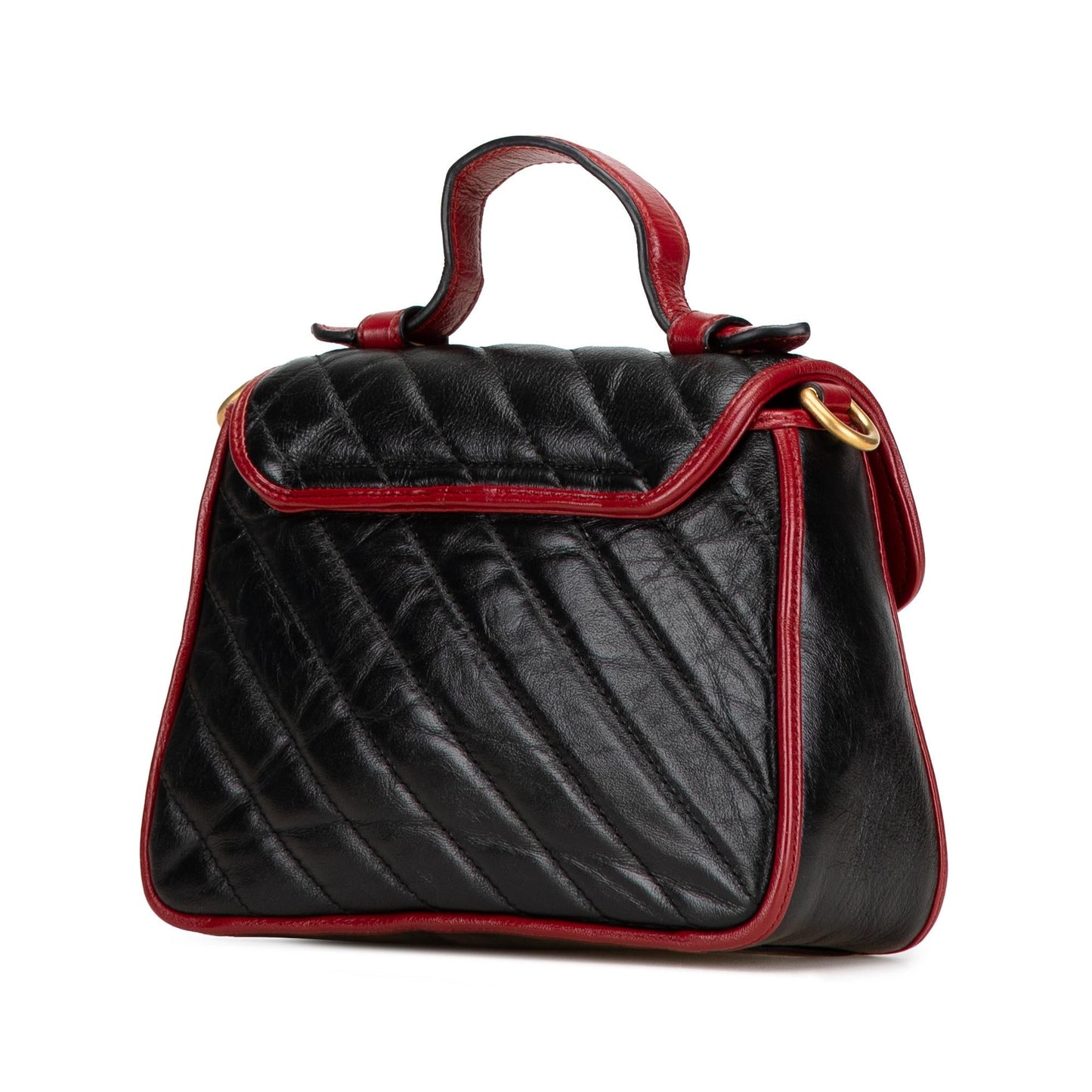 Gucci GG Marmont Torchon Calf Black Mini Top Handle Satchel Bag