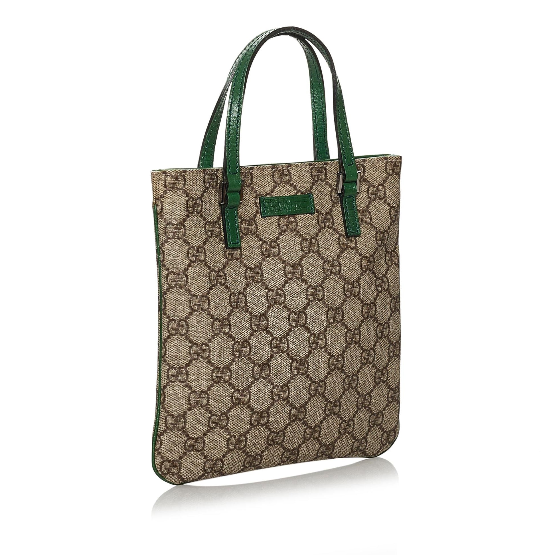 Gucci GG Supreme SHG Canvas Brown Green Mini Satchel Bag