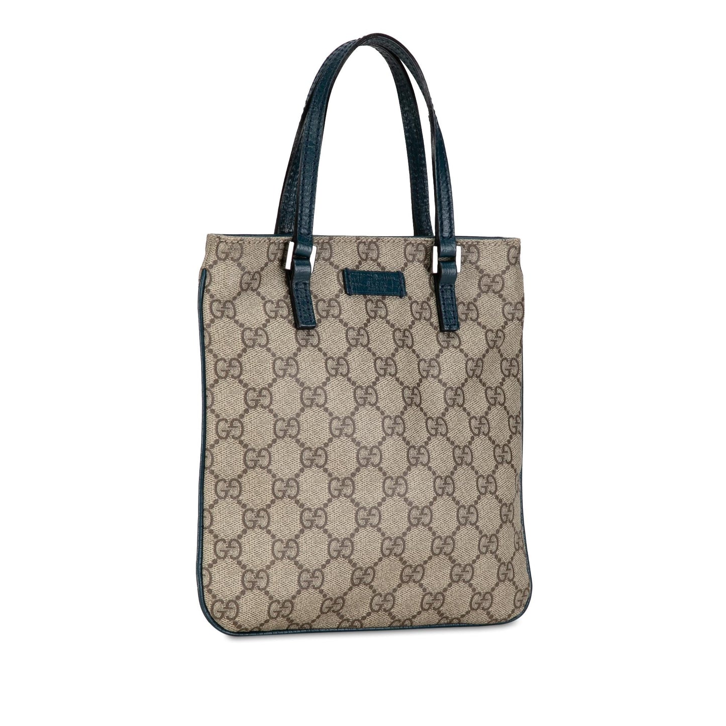Gucci GG Supreme Canvas Calf Brown Blue Satchel Bag