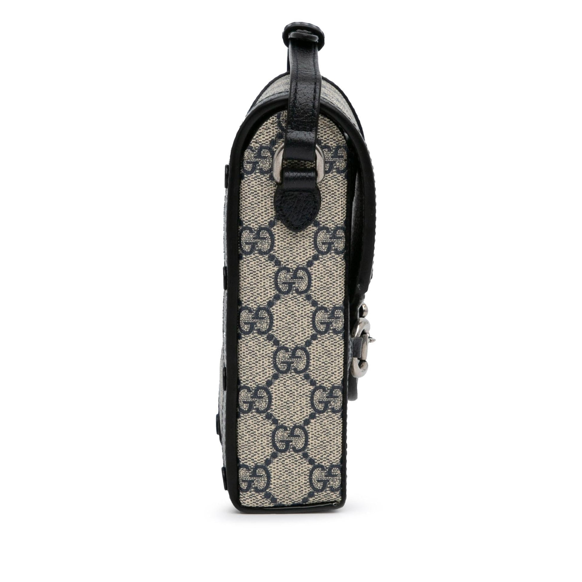 Gucci GG Supreme Horsebit SHG-SJQgQ9 Canvas Brown Mini Crossbody Bag