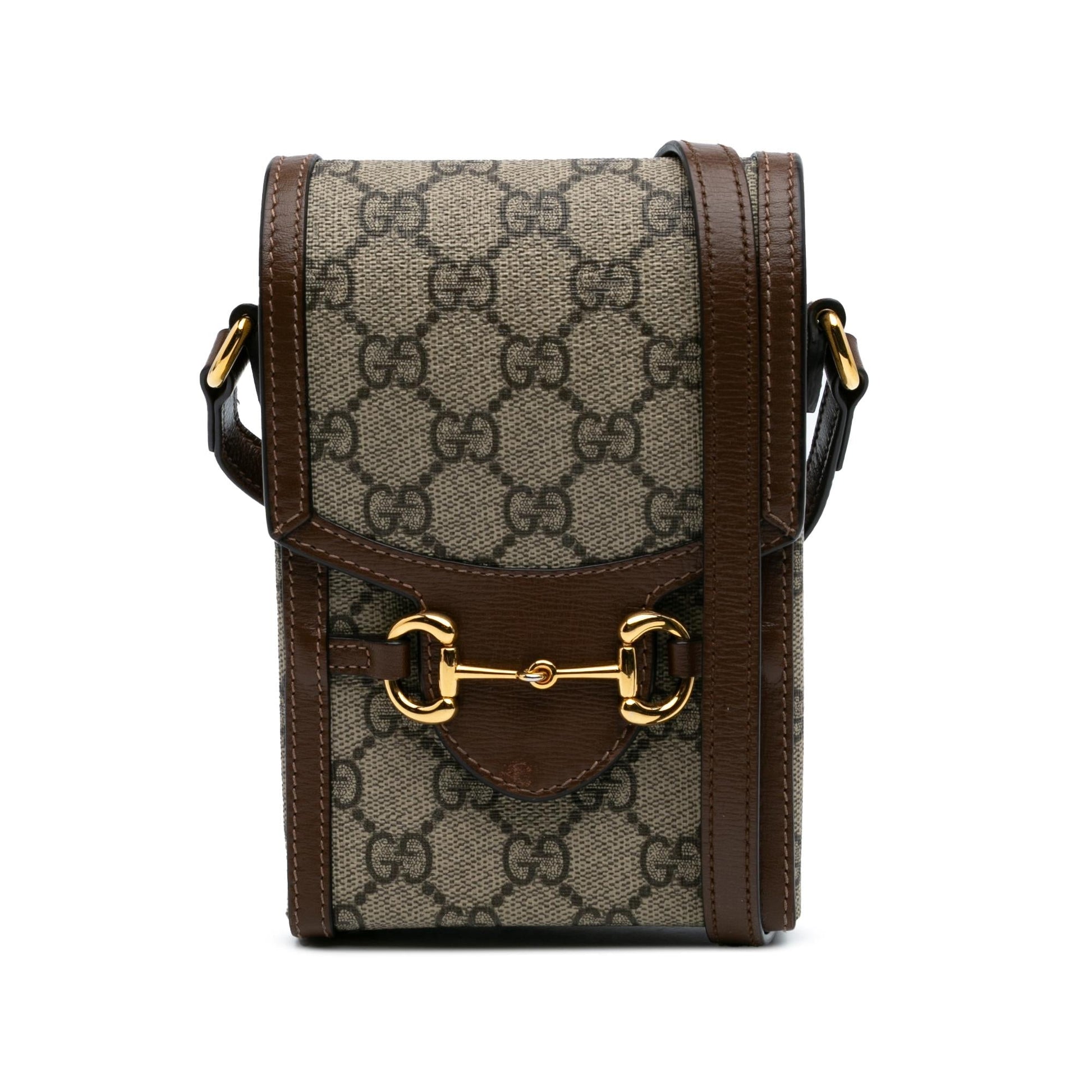 Gucci GG Supreme Horsebit Canvas Calf Brown Mini Crossbody Bag
