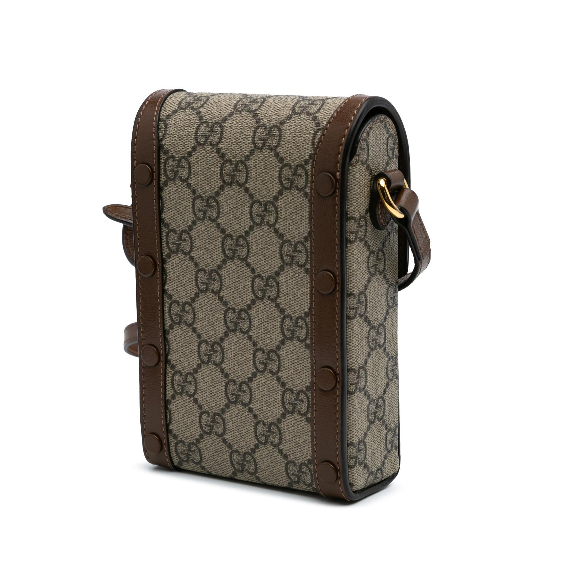 Gucci GG Supreme Horsebit Canvas Calf Brown Mini Crossbody Bag