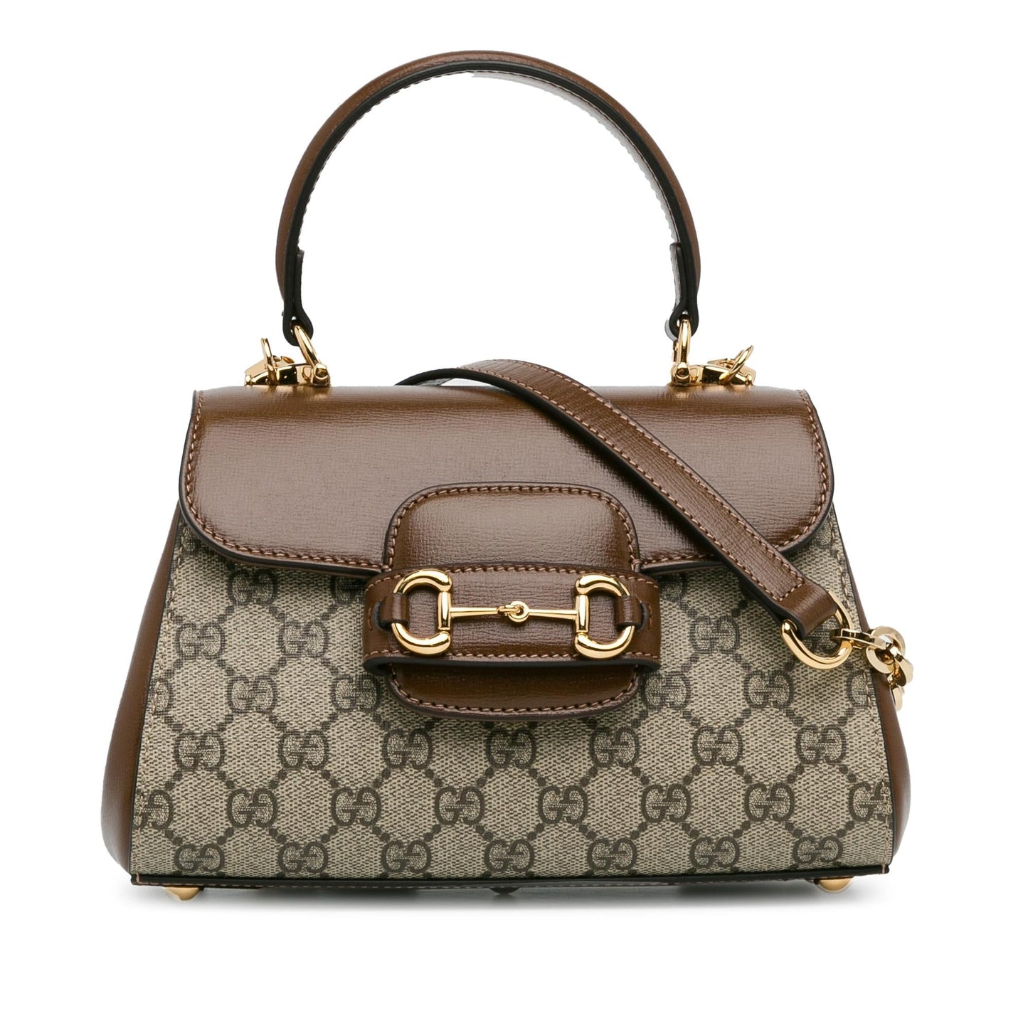 Gucci GG Supreme Horsebit SHG-SrwnA0 Canvas Calf Brown Mini Satchel Bag