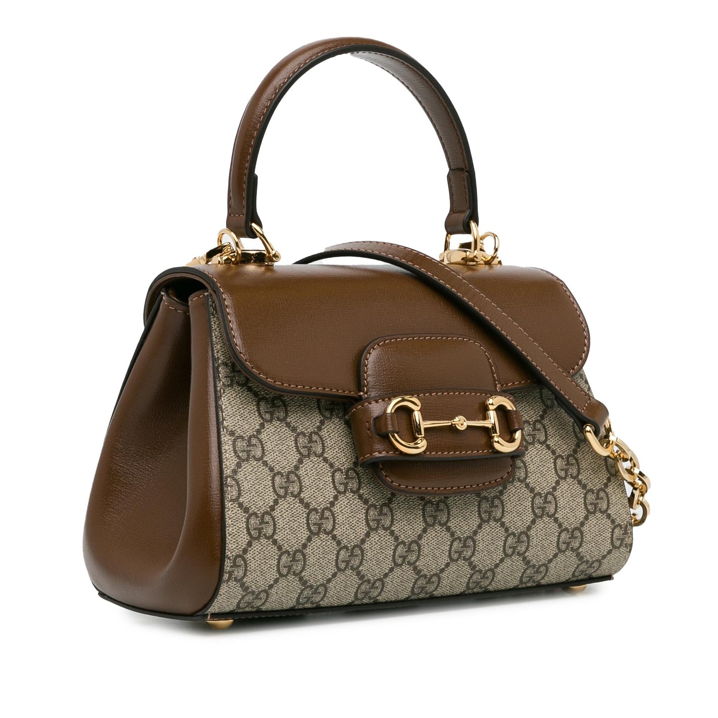 Gucci GG Supreme Horsebit SHG-SrwnA0 Canvas Calf Brown Mini Satchel Bag
