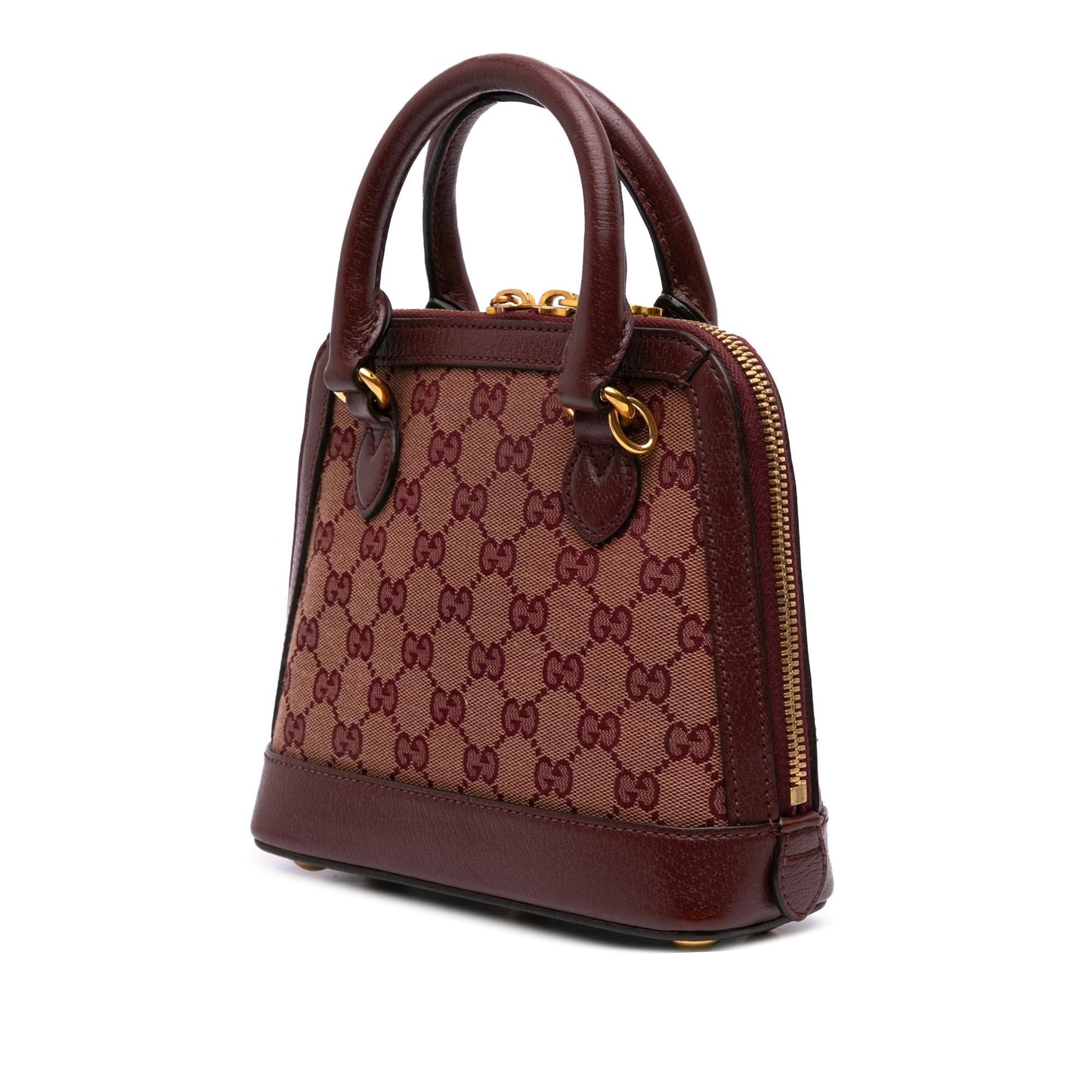 Gucci GG Supreme Horsebit Canvas Brown Mini Top Handle Satchel Bag