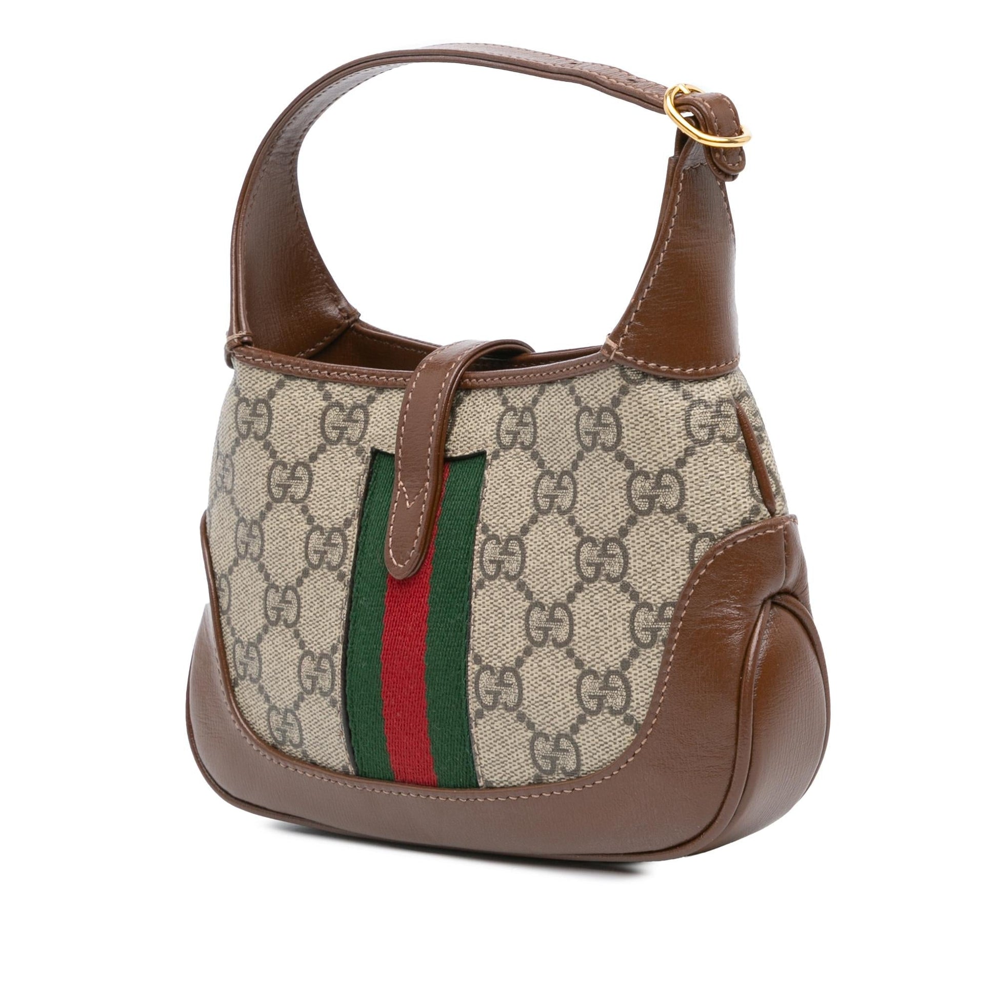 Gucci GG Supreme Jackie Canvas Calf Brown Mini Crossbody Bag Jackie Crossbody