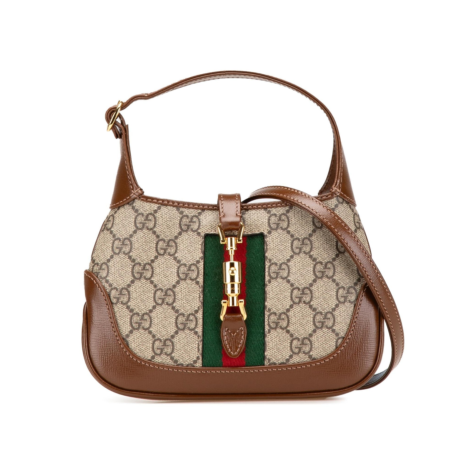 Gucci GG Supreme Jackie Canvas Calf Brown Mini Crossbody Bag Crossbody 1