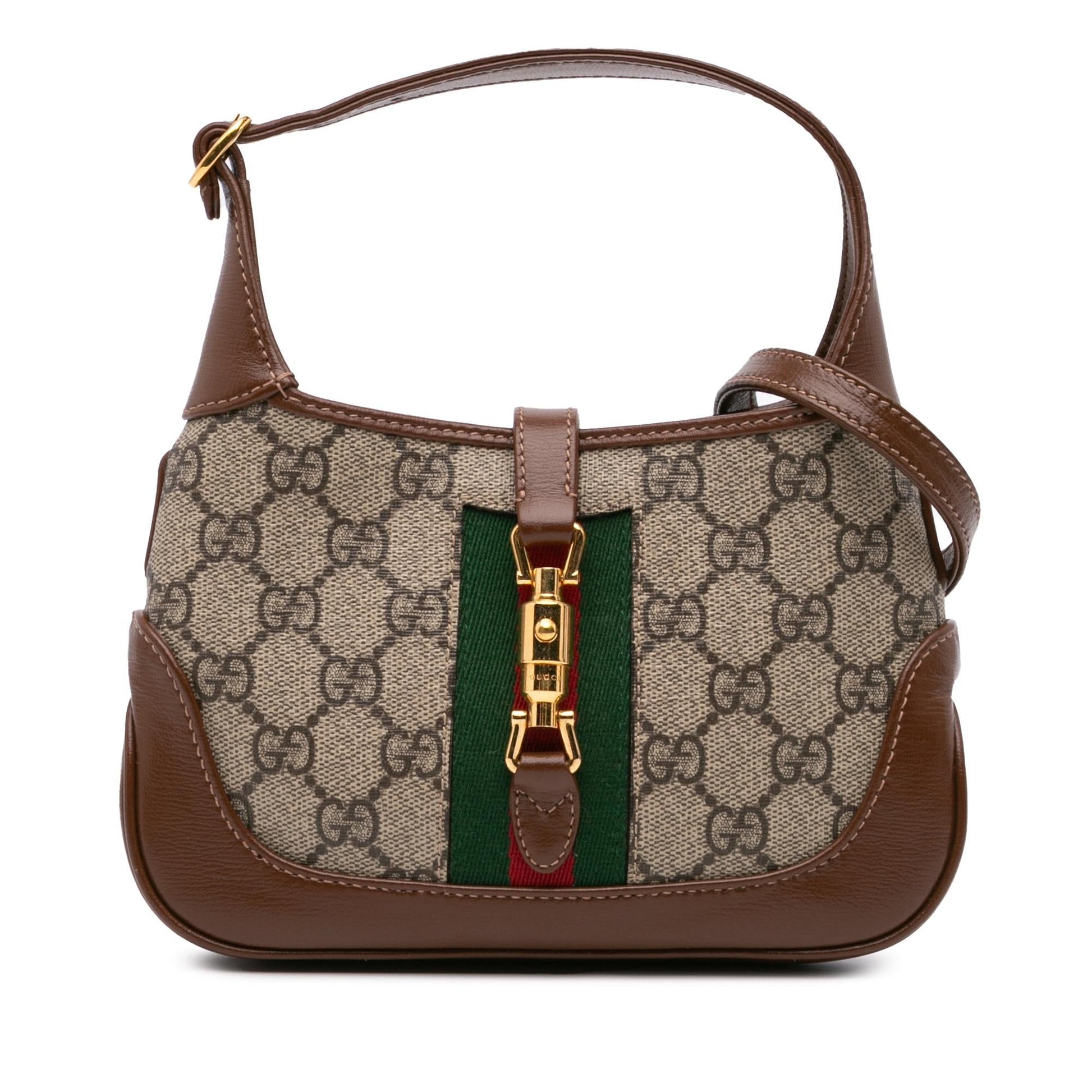 Gucci GG Supreme Jackie Canvas Calf Brown Mini Crossbody Bag
