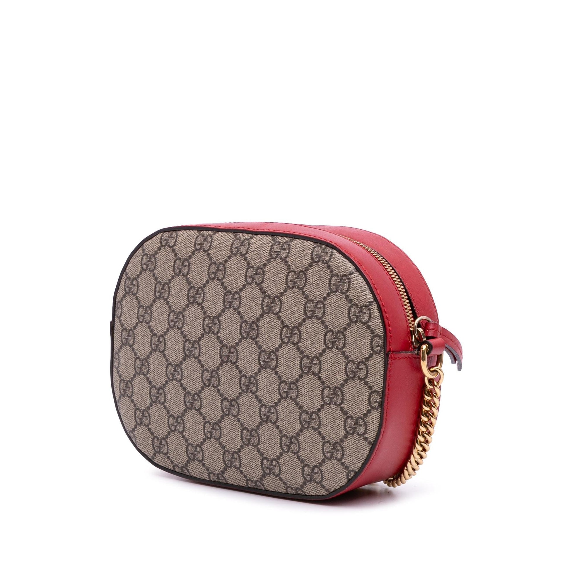 Gucci GG Supreme Kingsnake Heart Embroidered Canvas Brown Mini Crossbody Bag