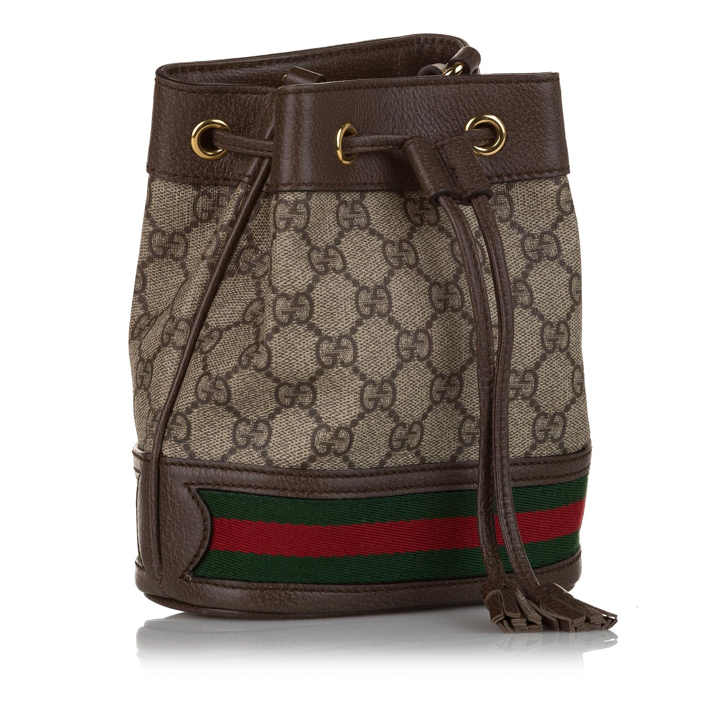 Gucci GG Supreme Ophidia Bucket SHG Canvas Calf Brown Mini Shoulder Bag