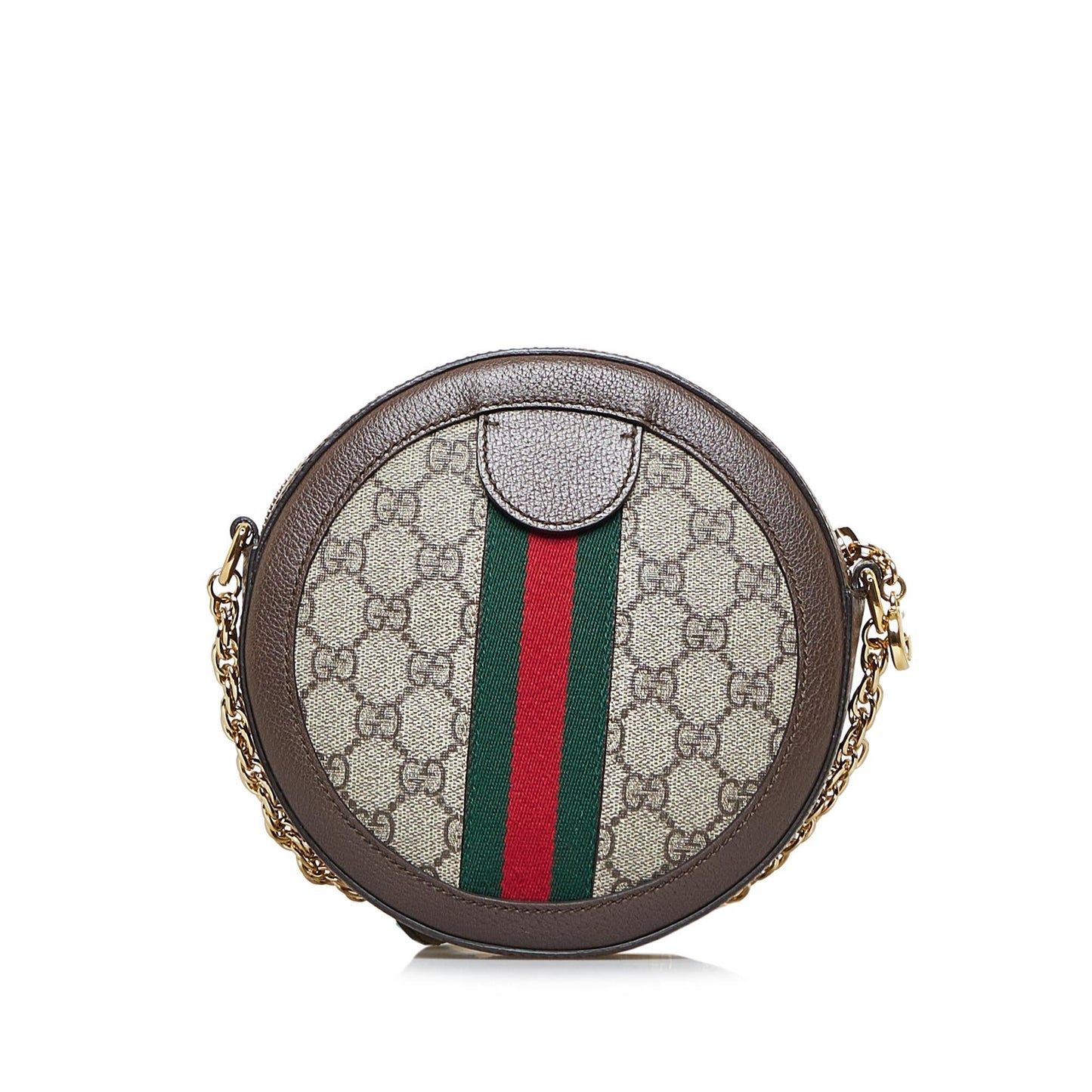 Gucci GG Supreme Round Ophidia SHG-Q0Y51W Canvas Calf Brown Mini Crossbody Bag