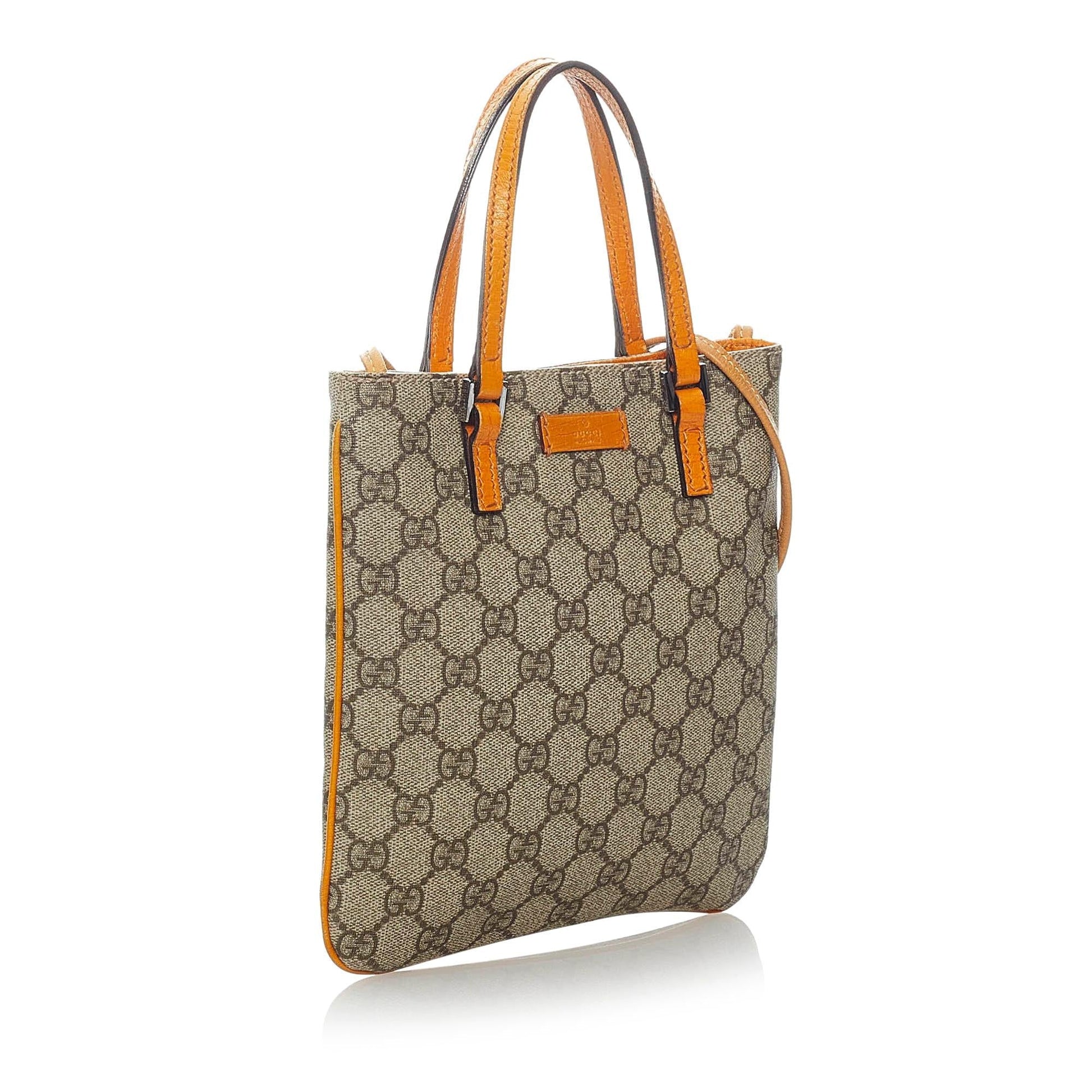 Gucci GG Supreme SHG Canvas Brown Orange Mini Satchel Bag