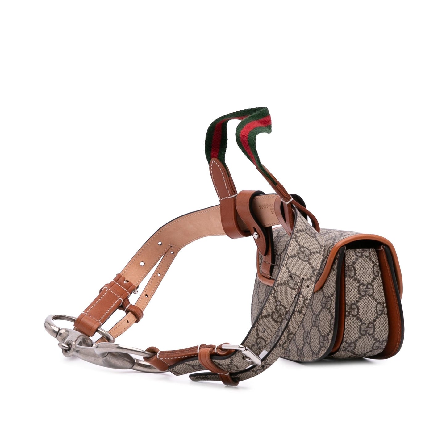 Gucci GG Supreme Web Bamboo Belt Canvas Calf Brown Mini Accessory