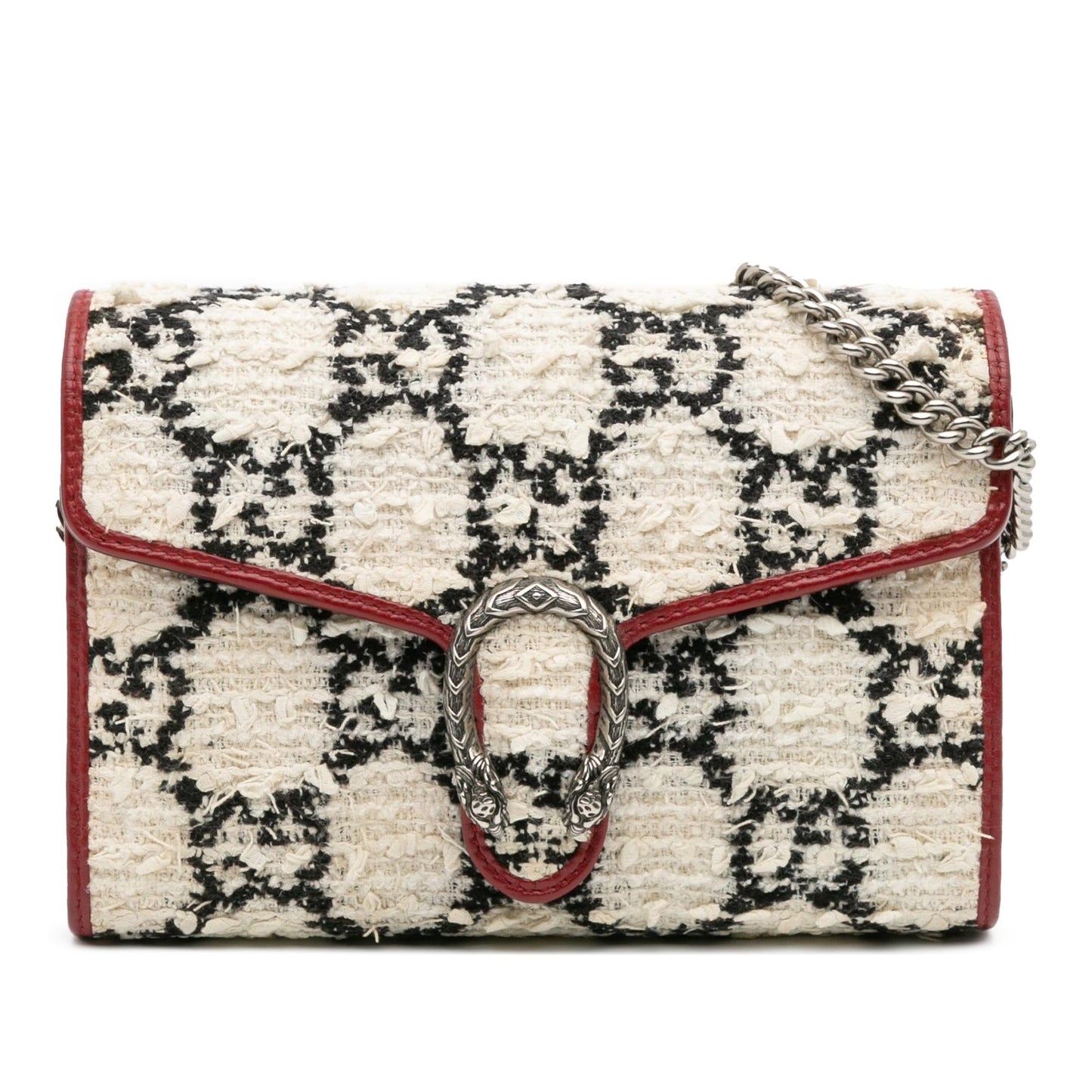 Gucci GG Tweed Dionysus Wallet on Calf White Red Mini Crossbody Bag