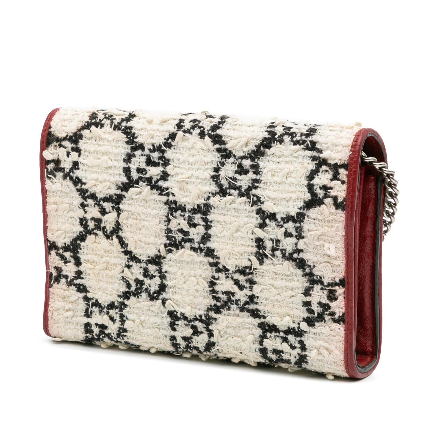 Gucci GG Tweed Dionysus Wallet on Calf White Red Mini Crossbody Bag