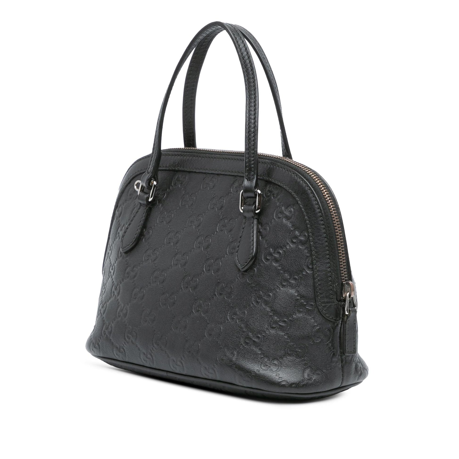 Gucci Guccissima Dome SHG-6f7zbp Calf Black Mini Satchel Bag