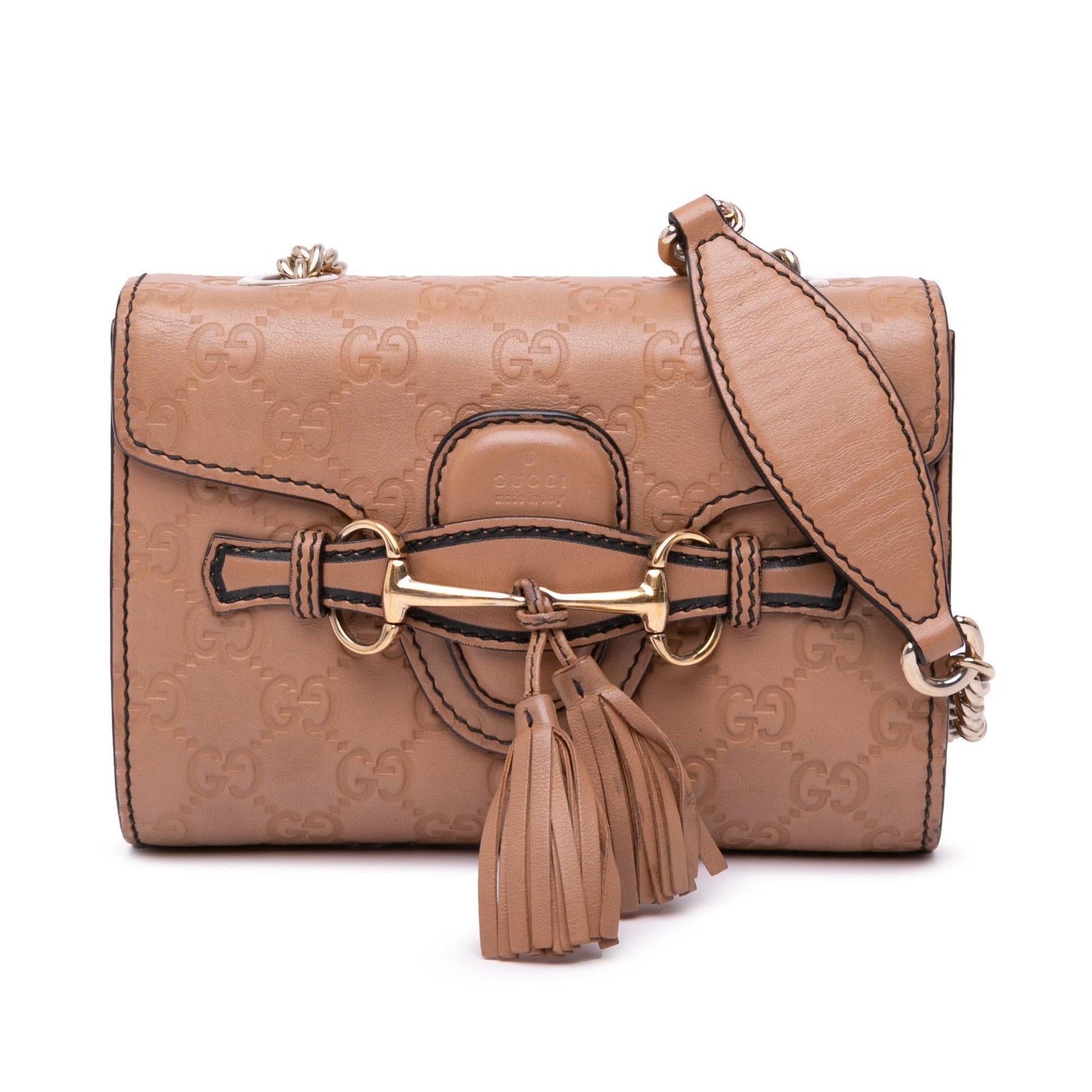 Gucci Guccissima Emily Calf Brown Mini Crossbody Bag