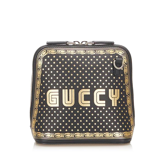 Gucci Guccy SHG Calf Black Gold Mini Crossbody Bag