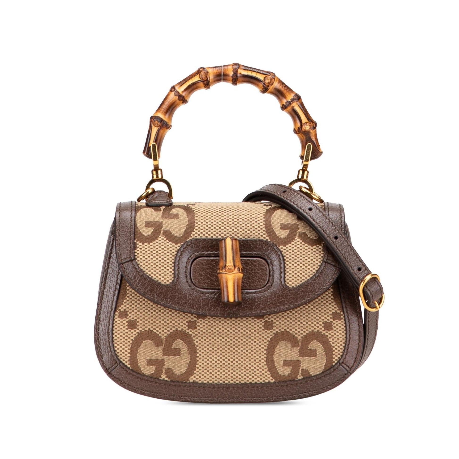 Gucci Jumbo GG Bamboo Canvas Mini Top Handle Travel Bag