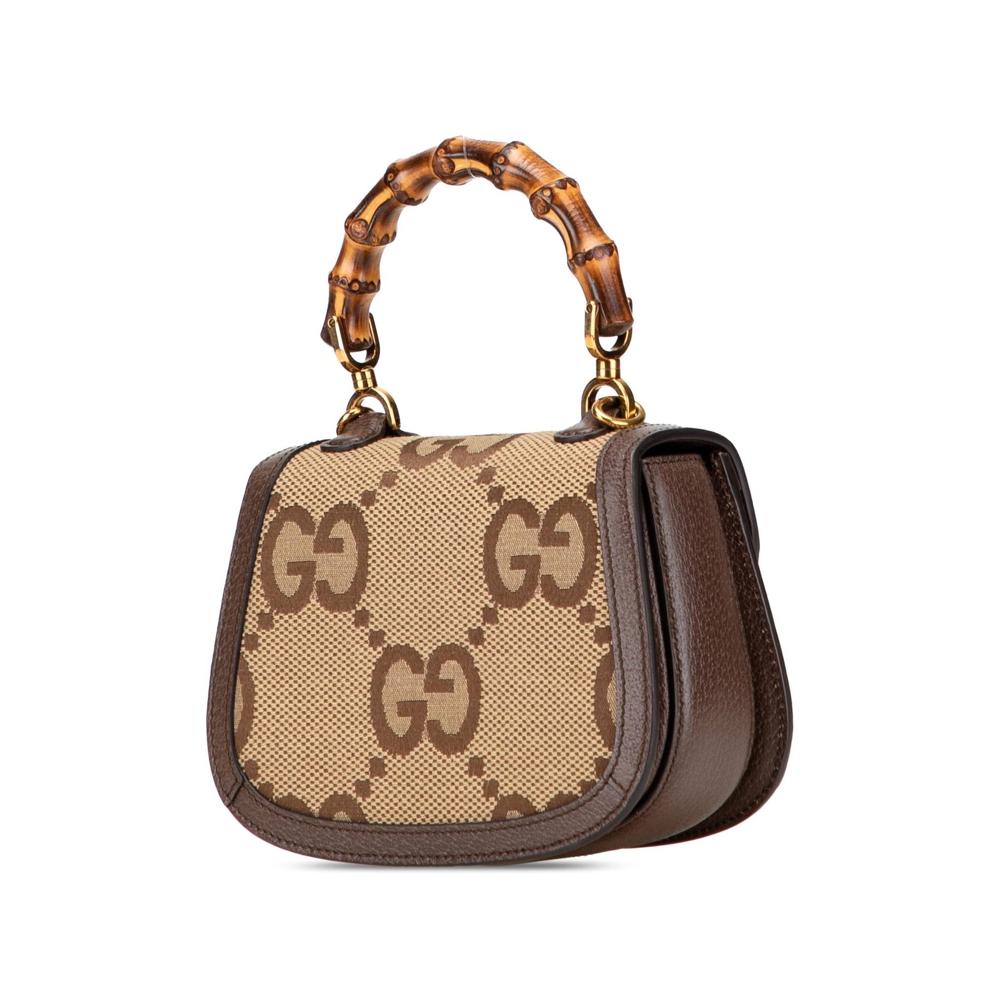 Gucci Jumbo GG Bamboo Canvas Mini Top Handle Travel Bag