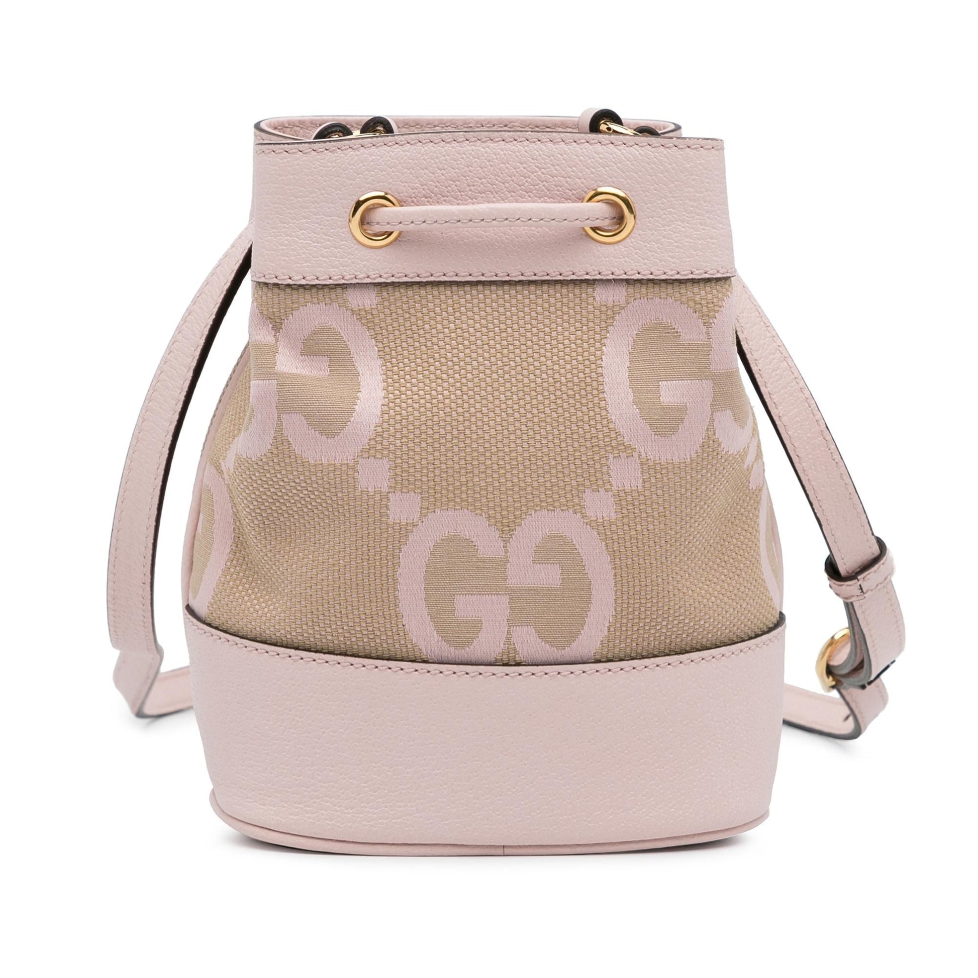 Gucci Jumbo GG Ophidia Canvas Brown Mini Bucket Shoulder Bag Shg Wyougv