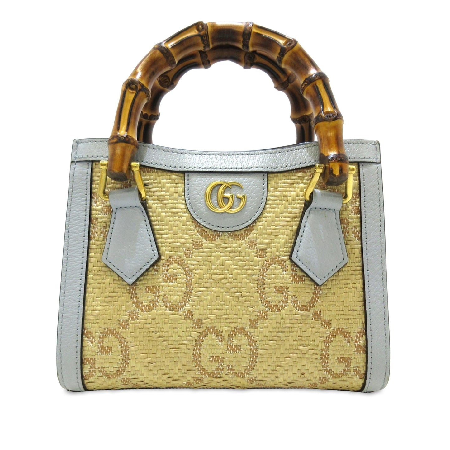 Gucci Jumbo GG Diana SHG-drcDRd Raffia Brown Mini Satchel Bag