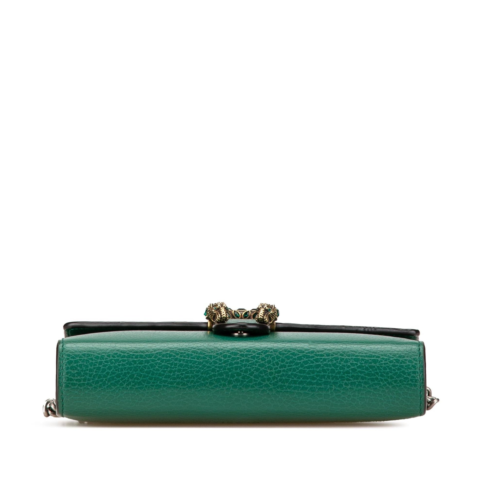 Gucci Dionysus Wallet on Chain Leather Calf Green Mini Crossbody Bag