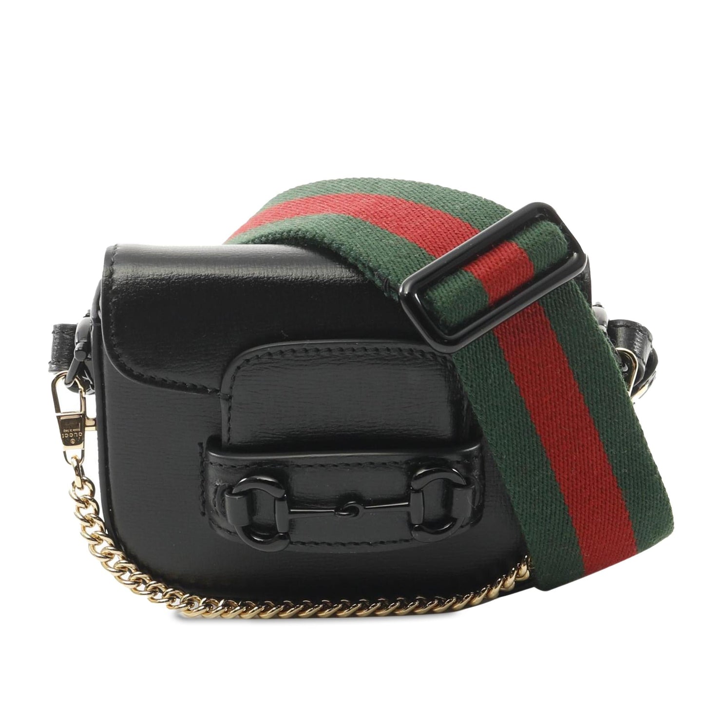 Gucci Horsebit Web Leather Canvas Calf Black Satchel Bag