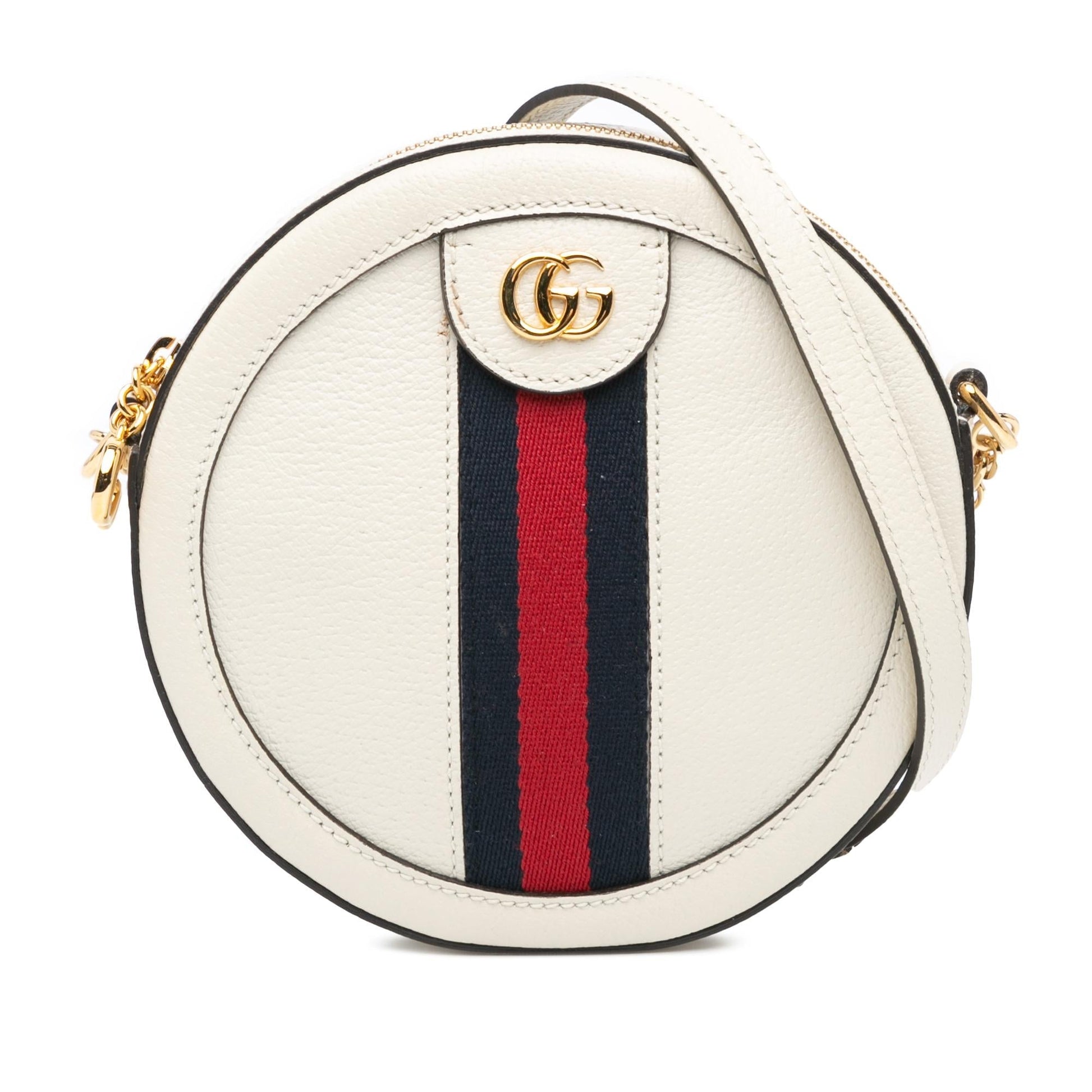 Gucci Ophidia Round Leather Calf White Mini Crossbody Bag Round Crossbody