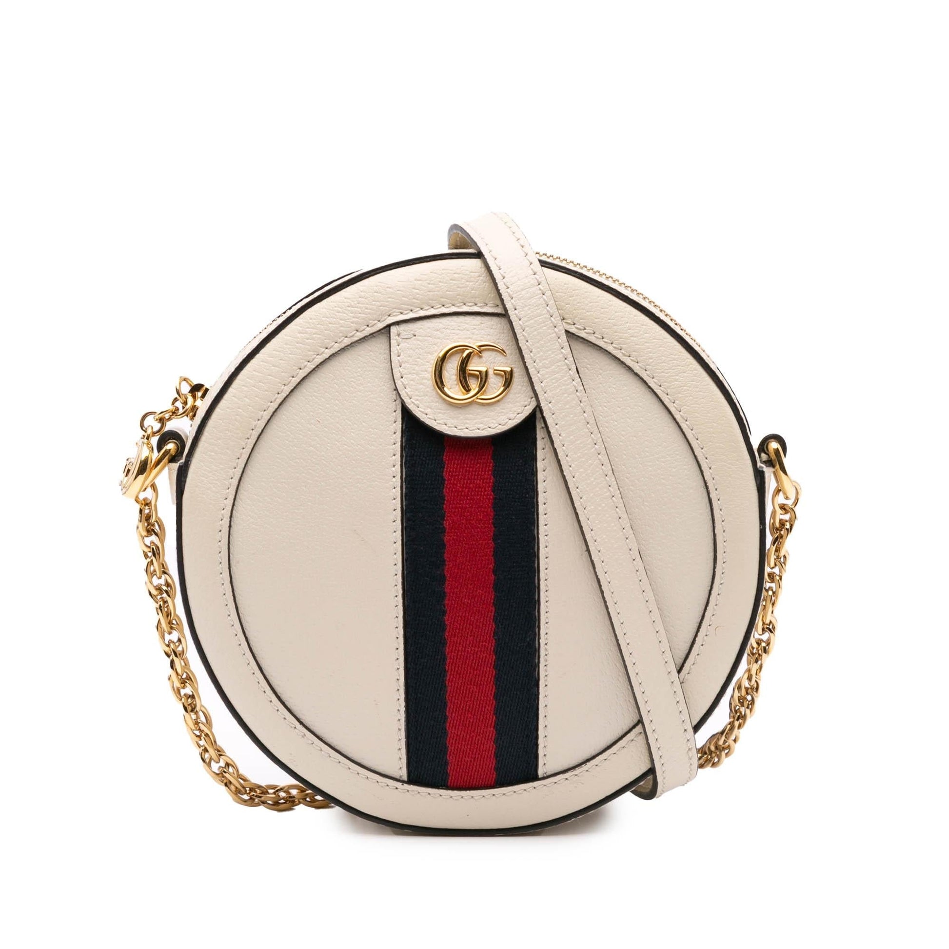 Gucci Ophidia Round Leather Calf White Mini Crossbody Bag