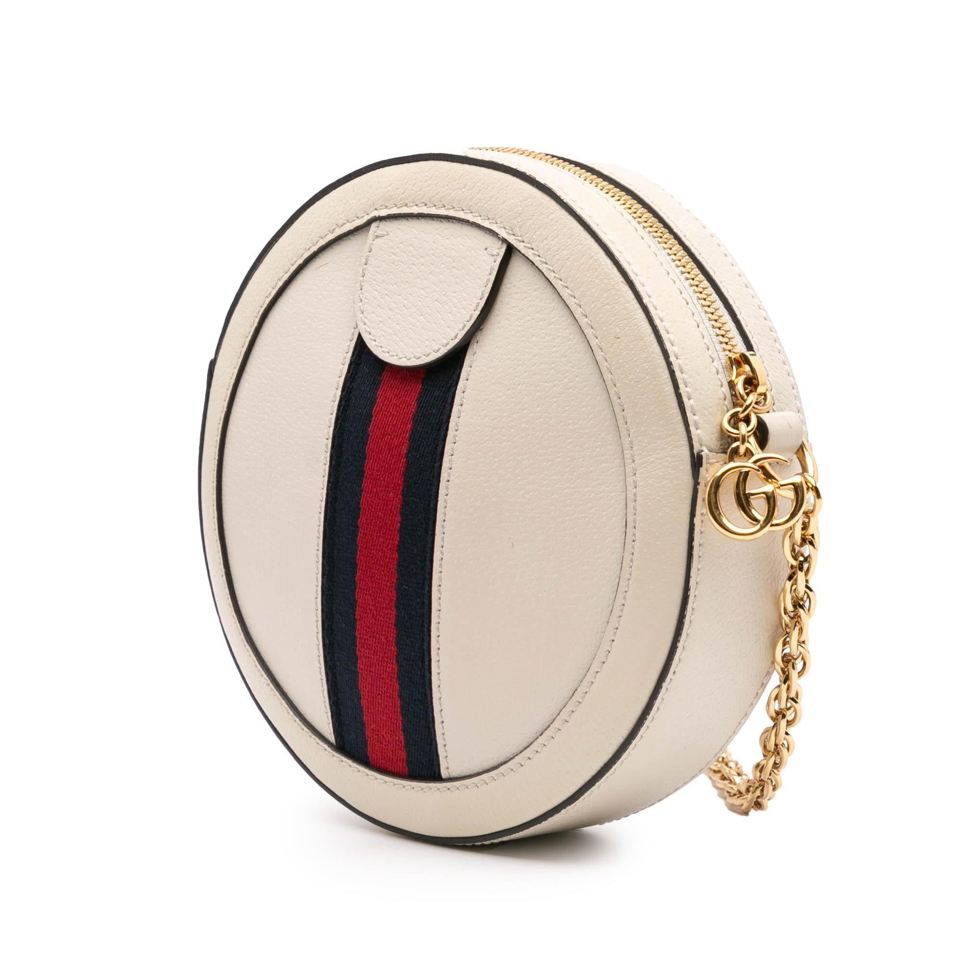 Gucci Ophidia Round Leather Calf White Mini Crossbody Bag
