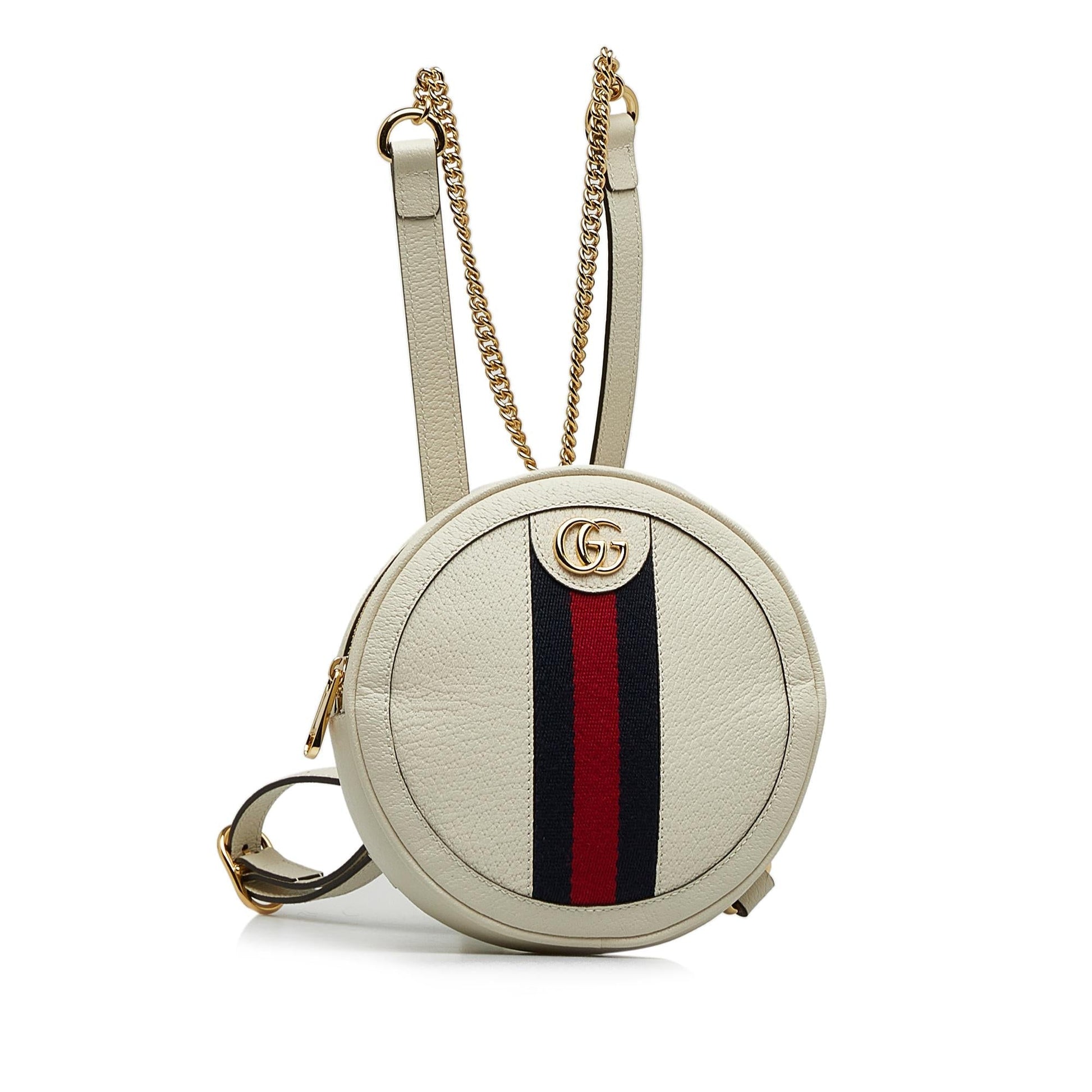 Gucci Round Ophidia Backpack Leather Calf White Mini Ophidia Backpack