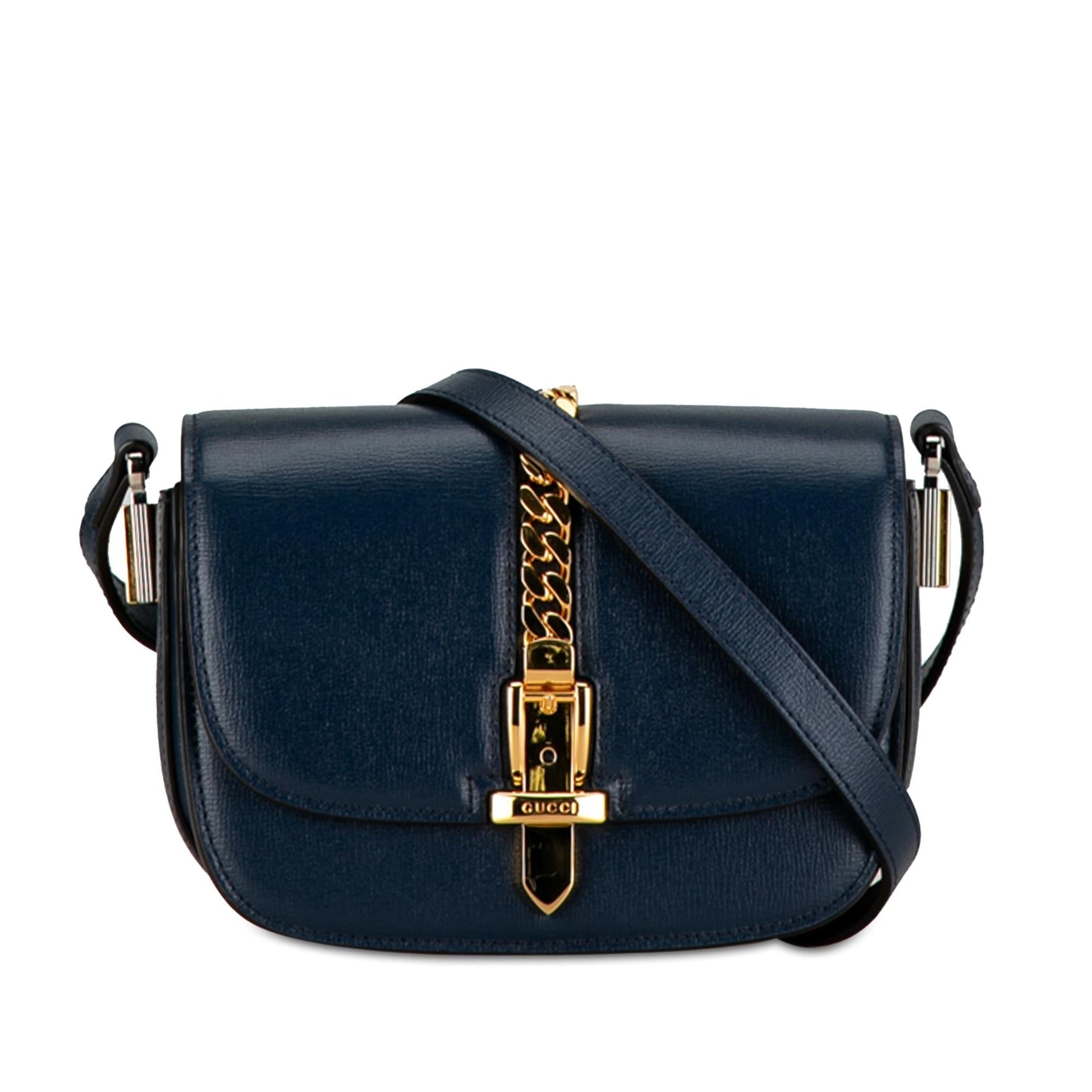 Gucci Sylvie SHG-Ei8jKy Leather Calf Blue Mini Crossbody Bag