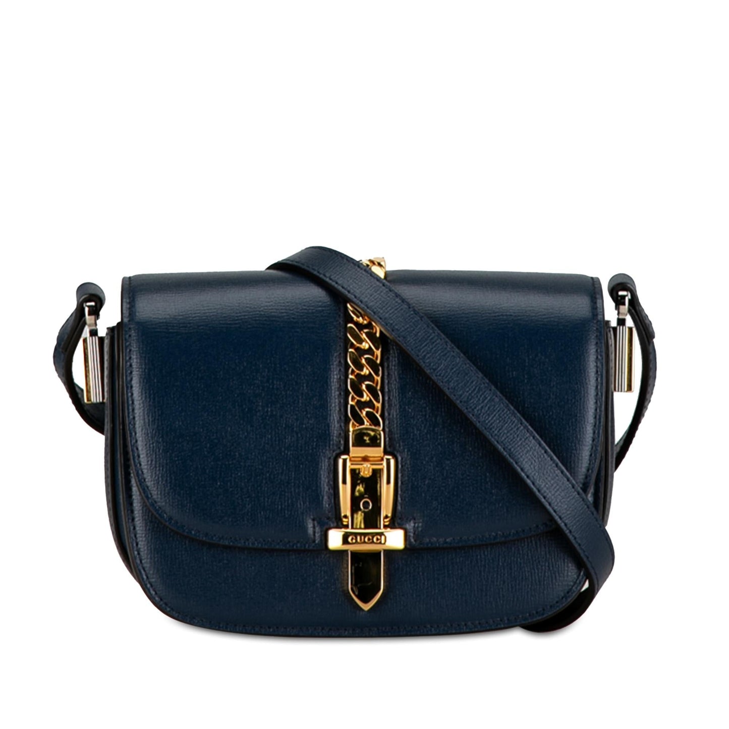 Gucci Sylvie SHG-eVMi3f Leather Calf Blue Mini Crossbody Bag