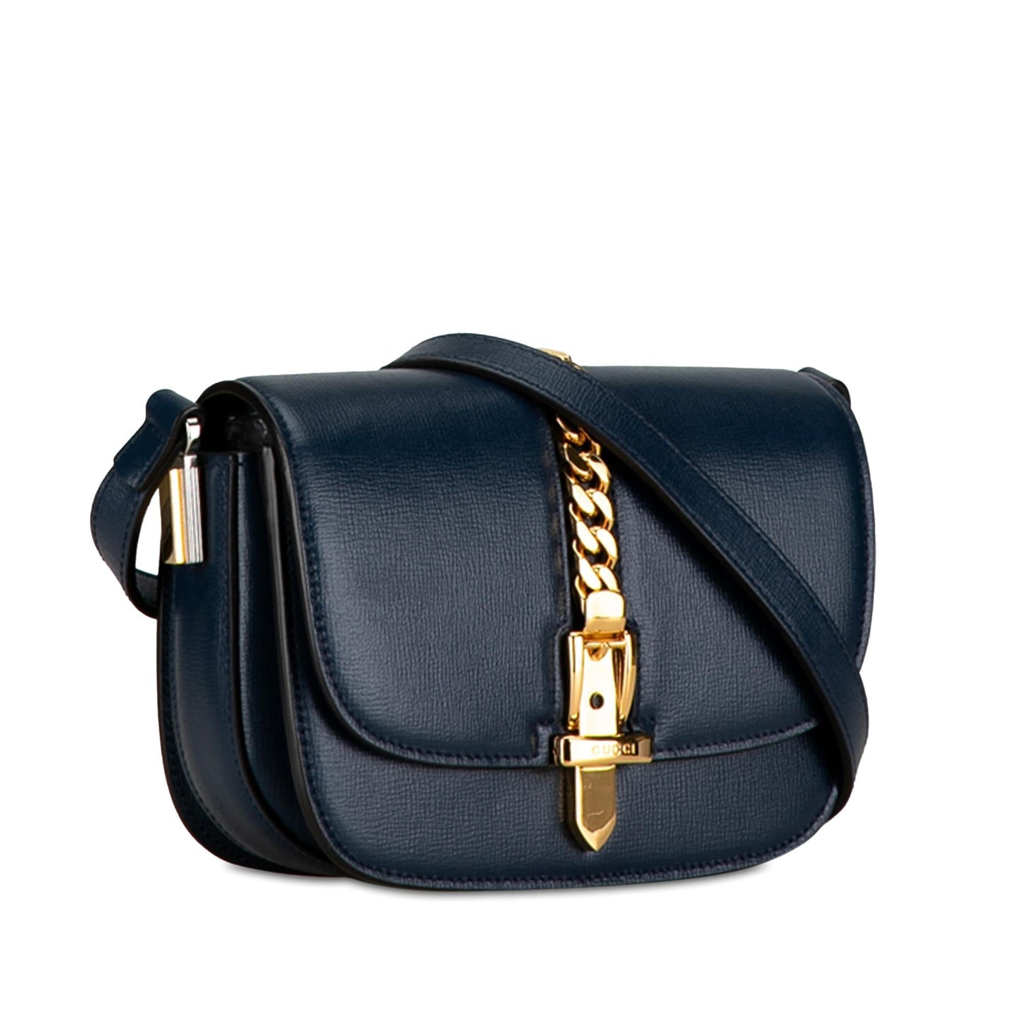 Gucci Sylvie SHG-eVMi3f Leather Calf Blue Mini Crossbody Bag