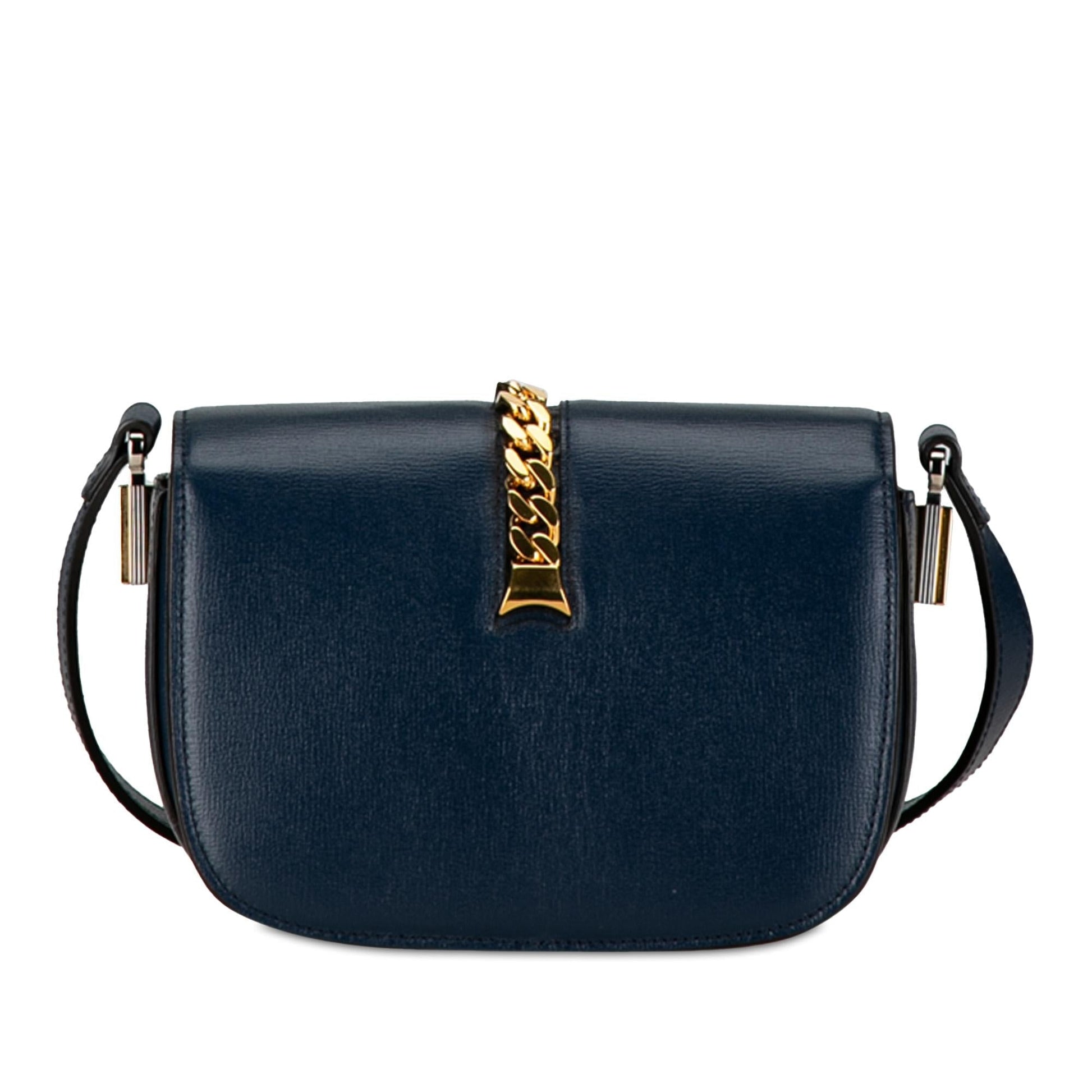 Gucci Sylvie SHG-OYMfne Leather Calf Blue Mini Crossbody Bag