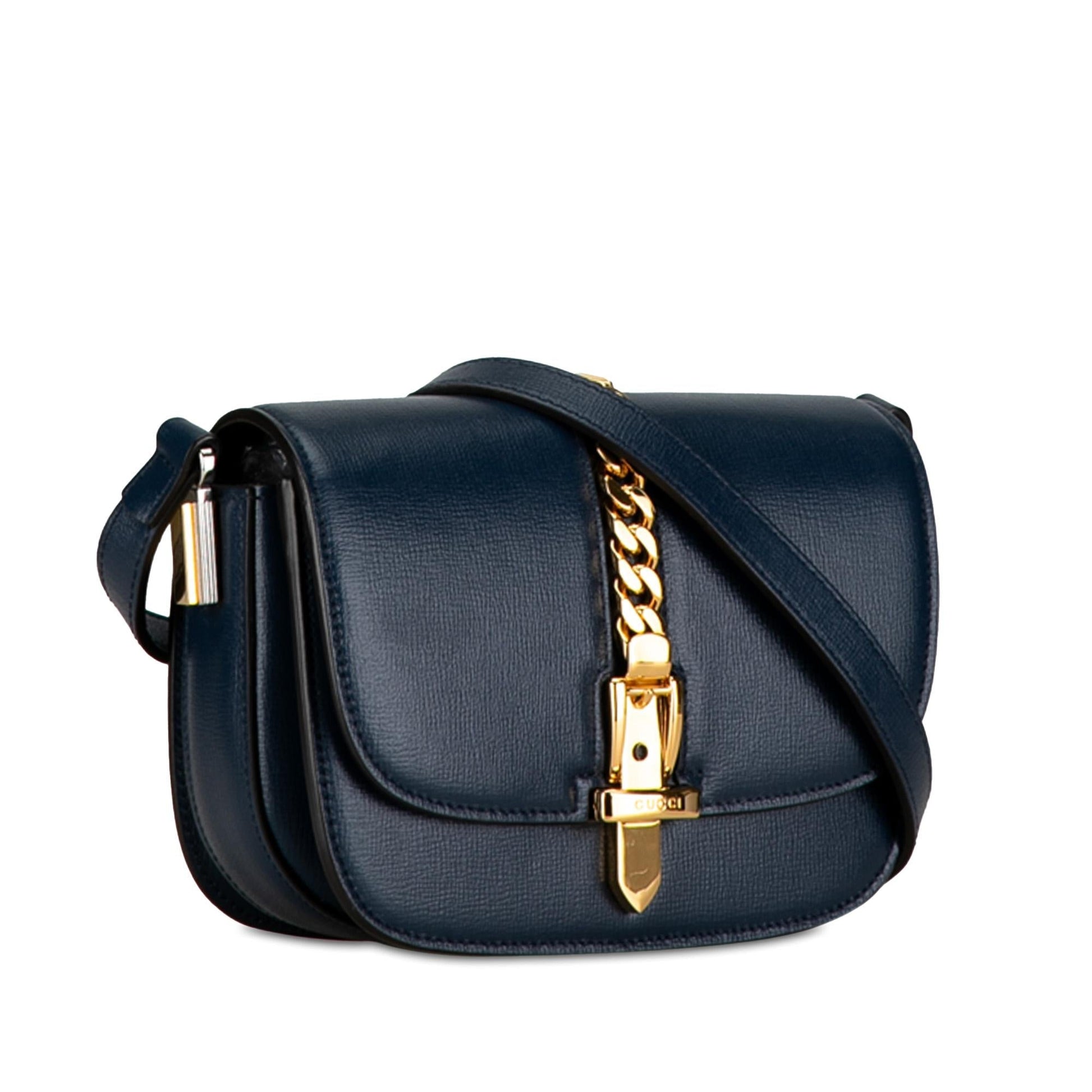 Gucci Sylvie Leather Calf Blue Mini Crossbody Bag