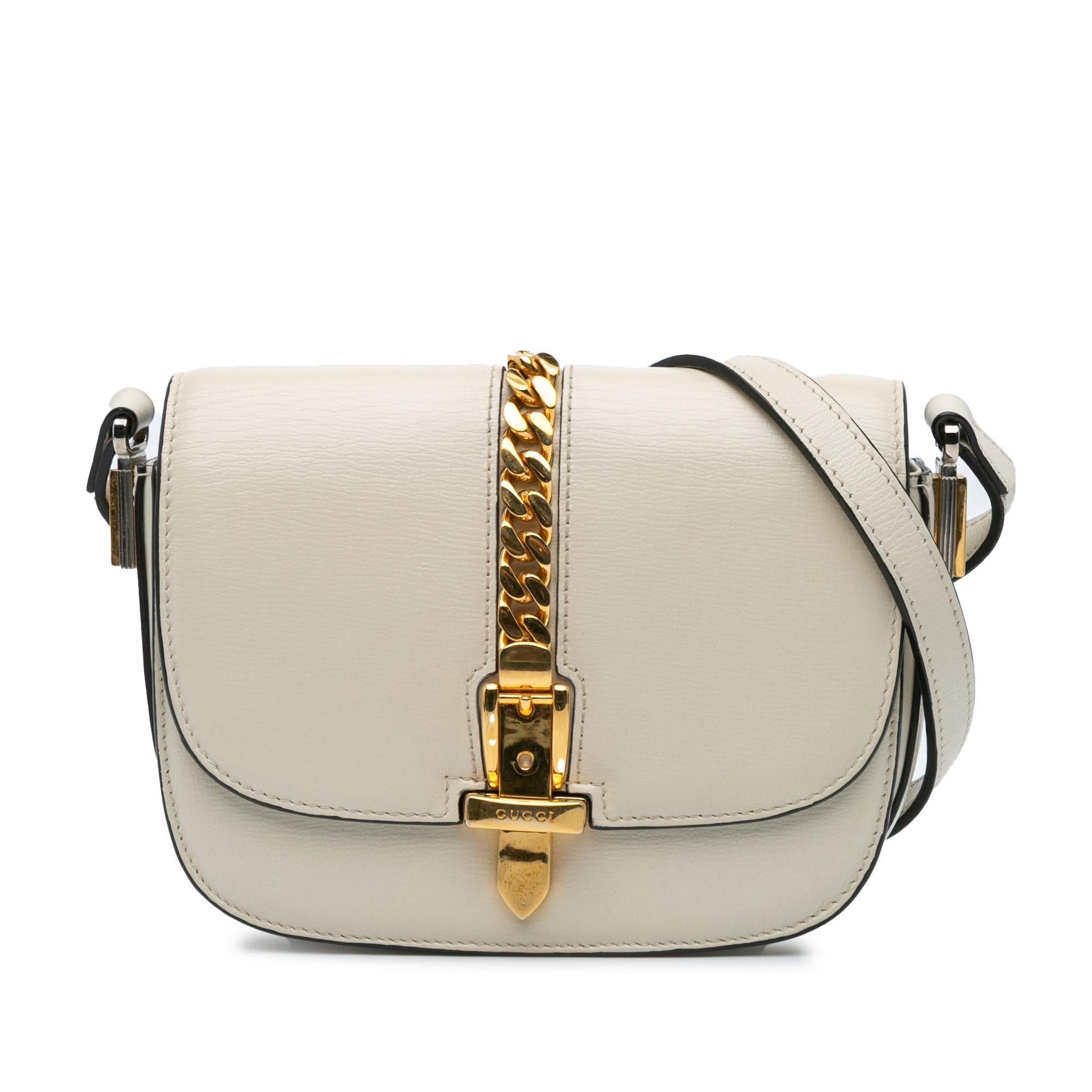 Gucci Sylvie Leather Calf White Mini Crossbody Bag Crossbody 2