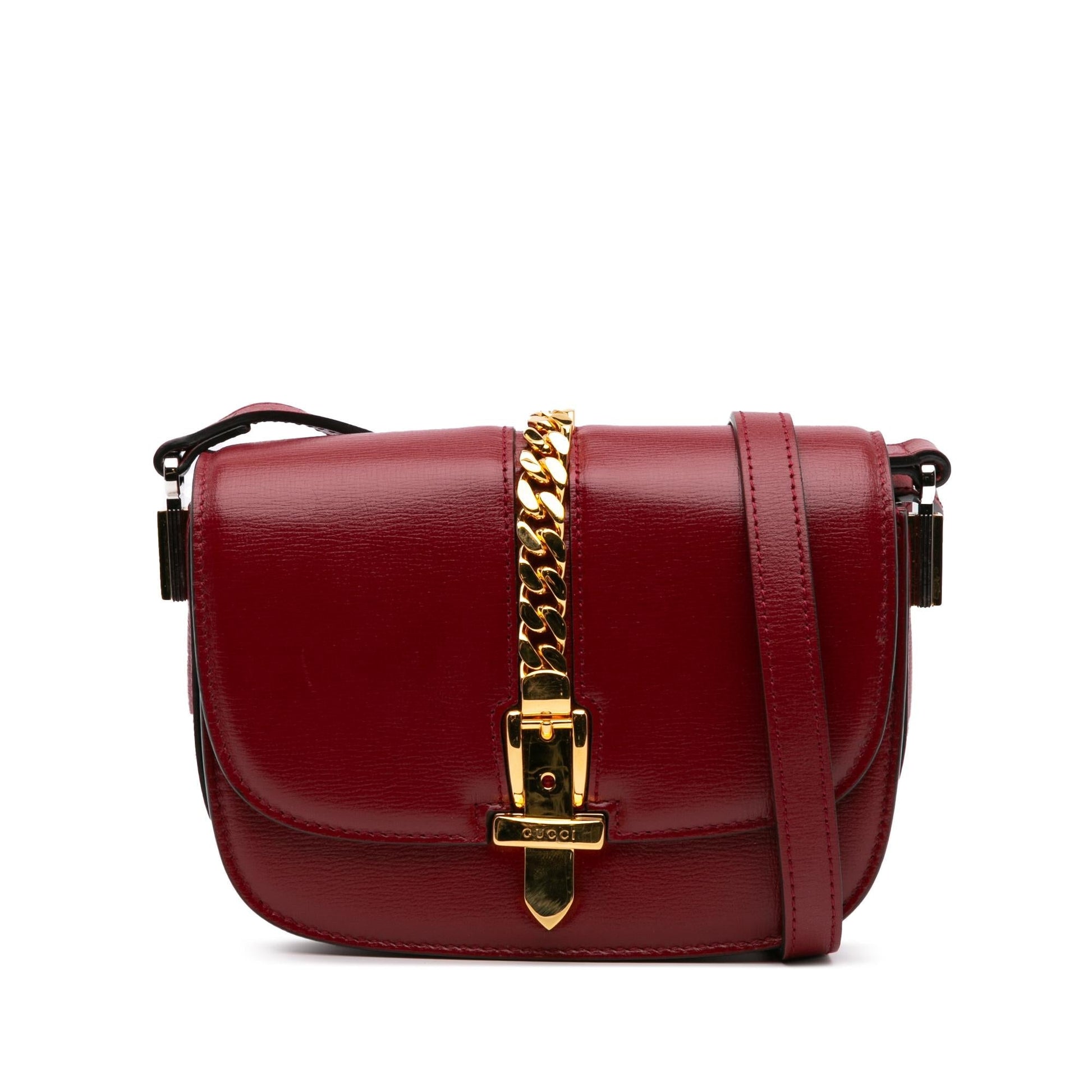 Gucci Sylvie Leather Calf Red Mini Crossbody Bag Crossbody 10