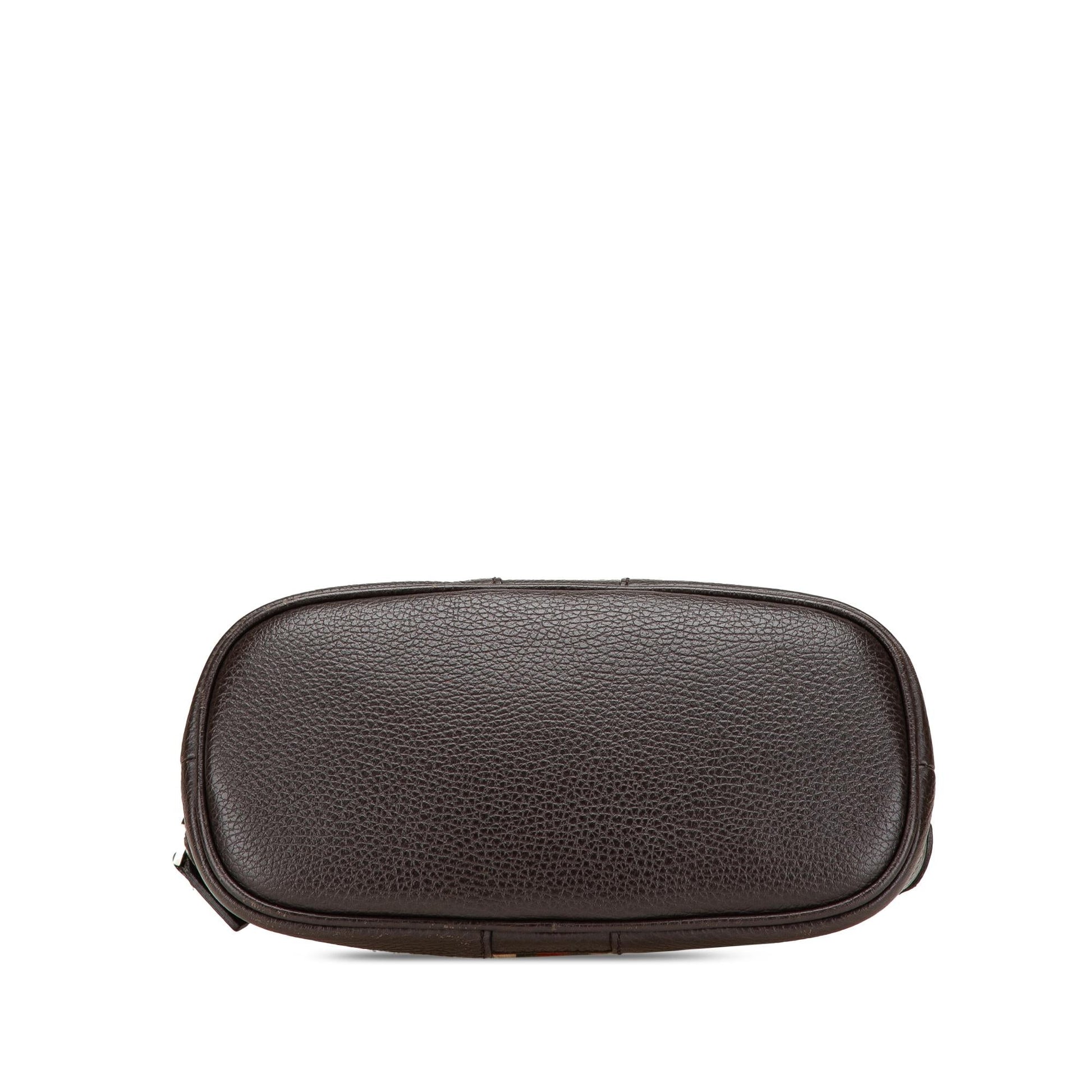 Gucci Web Dome Leather Calf Brown Mini Satchel Bag