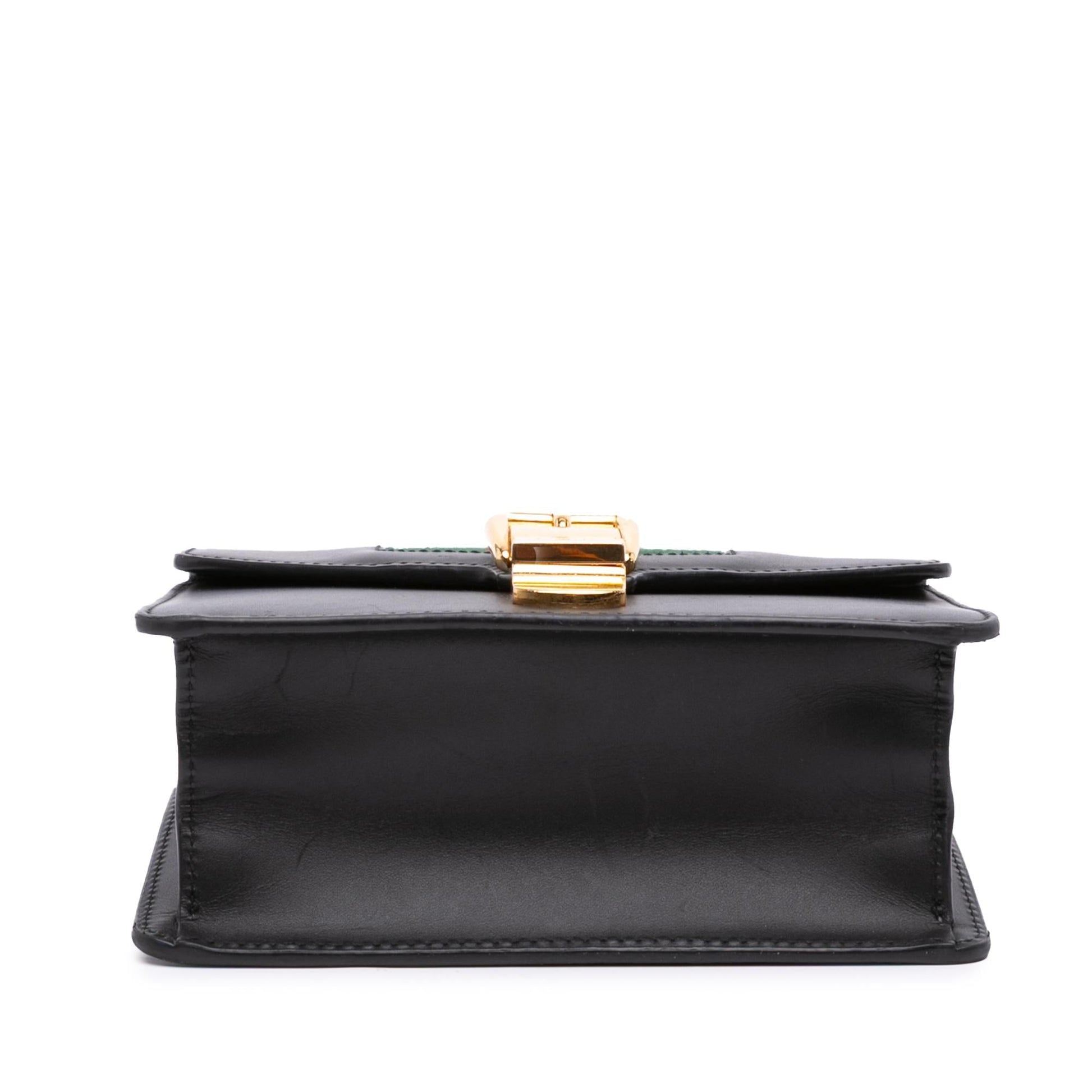 Gucci Web Sylvie Leather Mini Chain Crossbody Bag