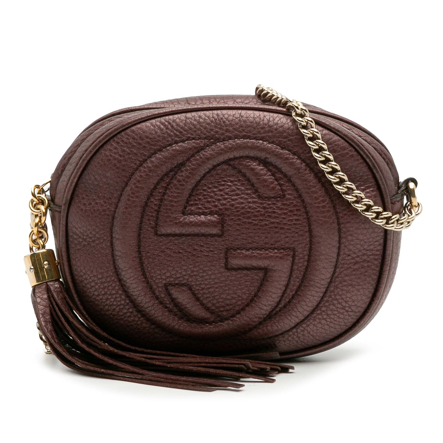 Gucci Metallic Pebbled Soho Calfskin Mini Chain Crossbody Bag