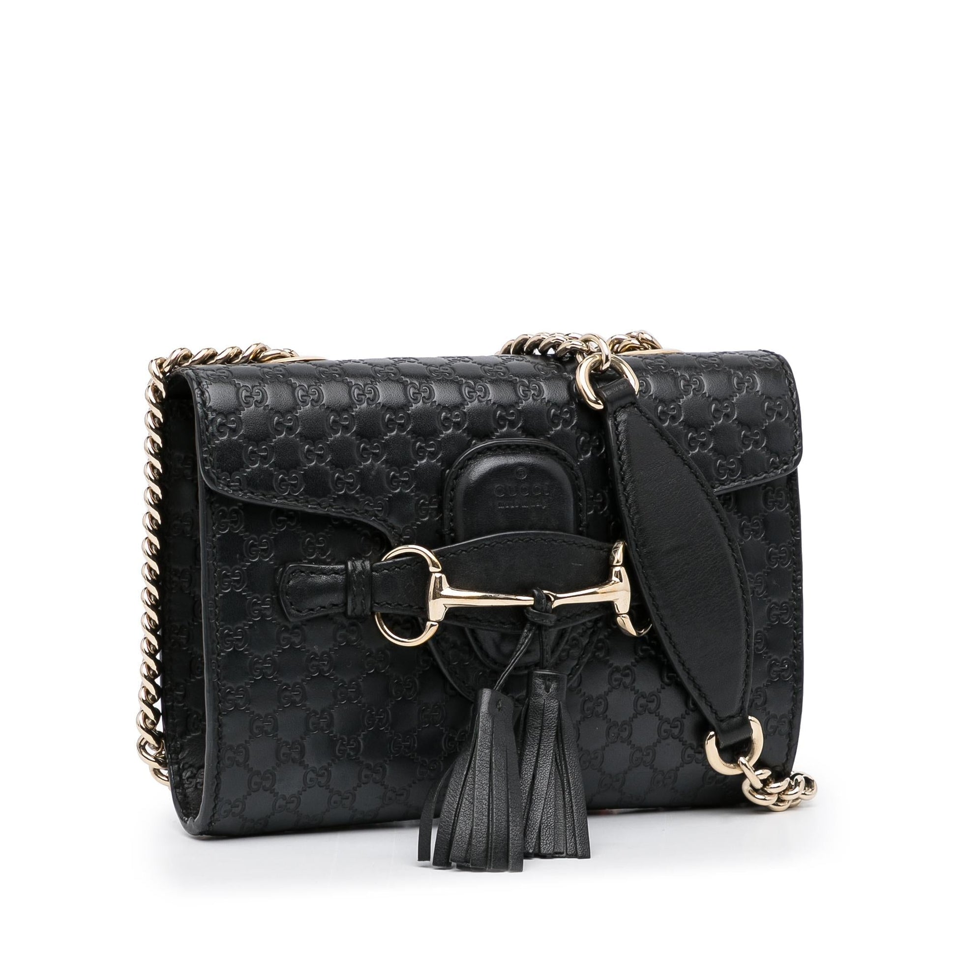 Gucci Microguccissima Emily SHG-JHzrWD Calf Black Mini Crossbody Bag