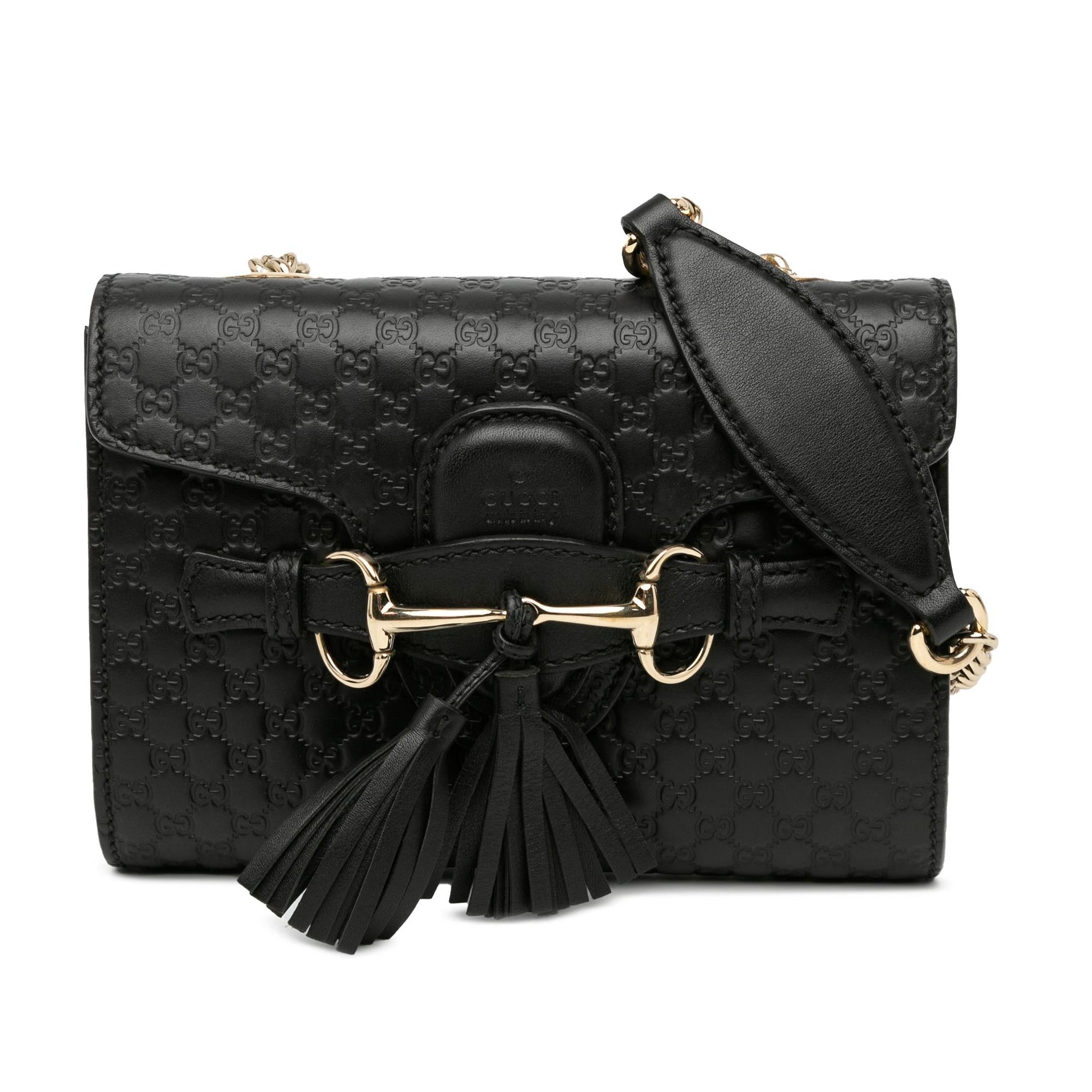 Gucci Microguccissima Emily SHG-kOOObZ Calf Black Mini Crossbody Bag