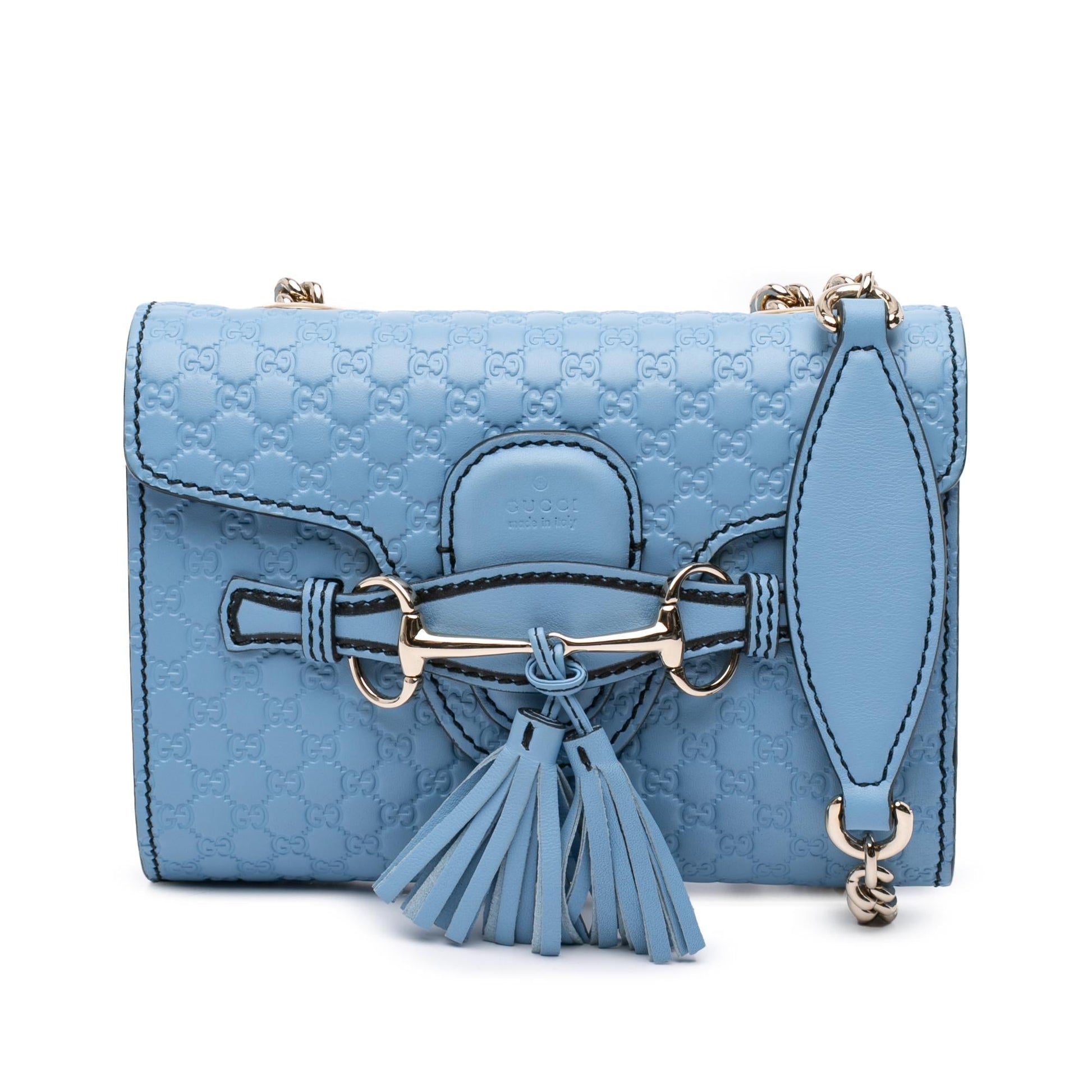 Gucci Microguccissima Emily Calf Blue Mini Crossbody Bag