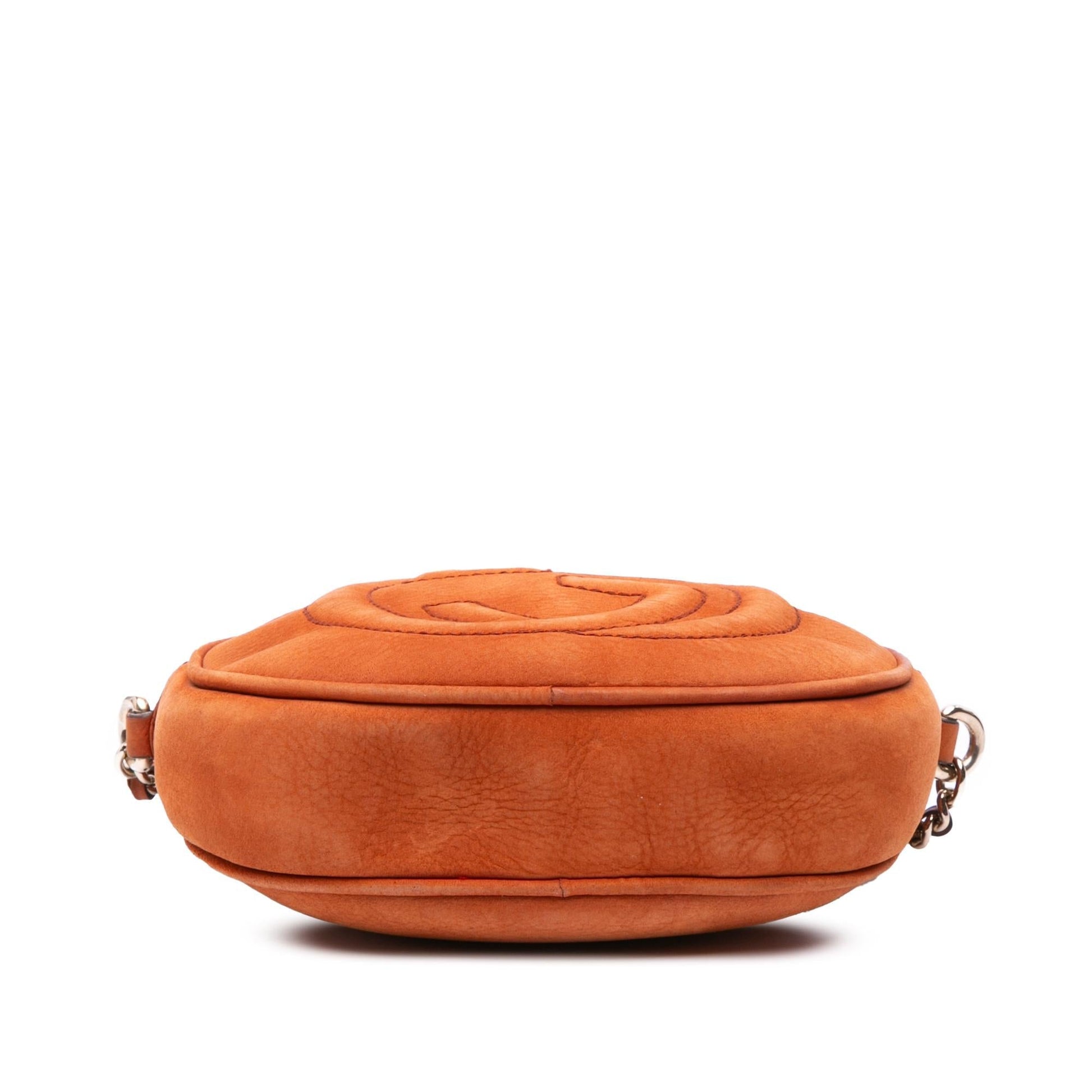 Gucci Nubuck Soho Leather Orange Mini Chain Crossbody Bag