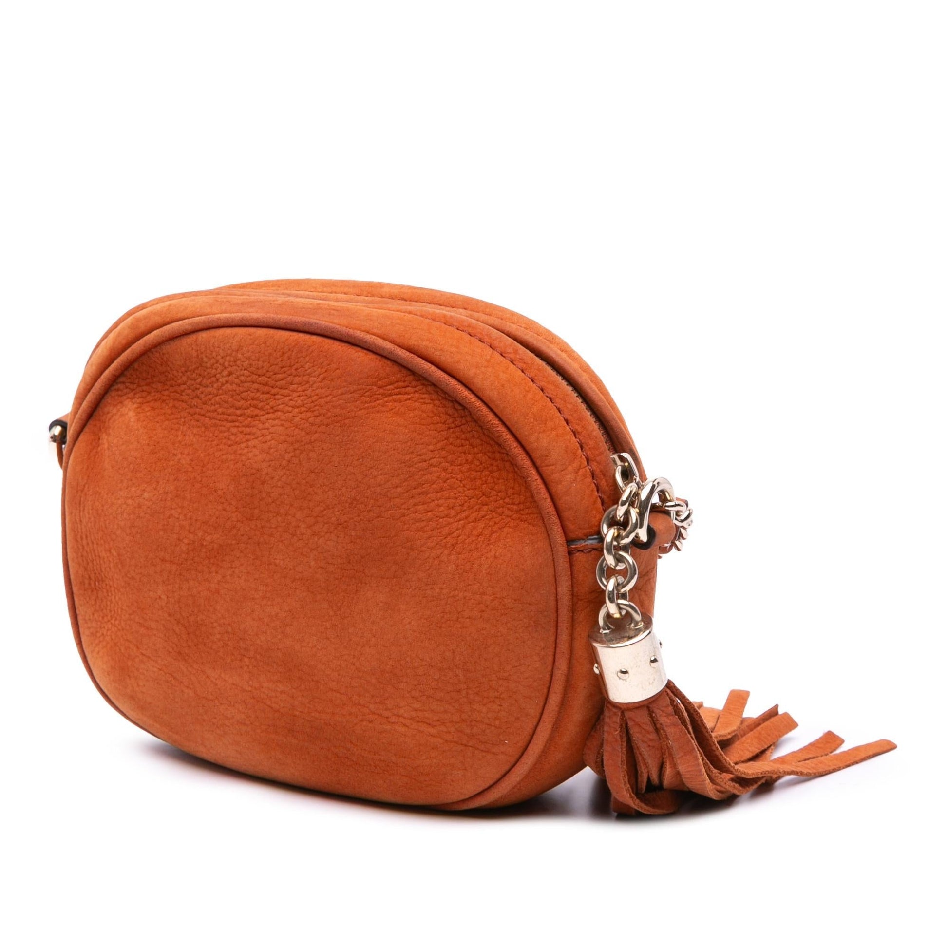 Gucci Nubuck Soho Leather Orange Mini Chain Crossbody Bag