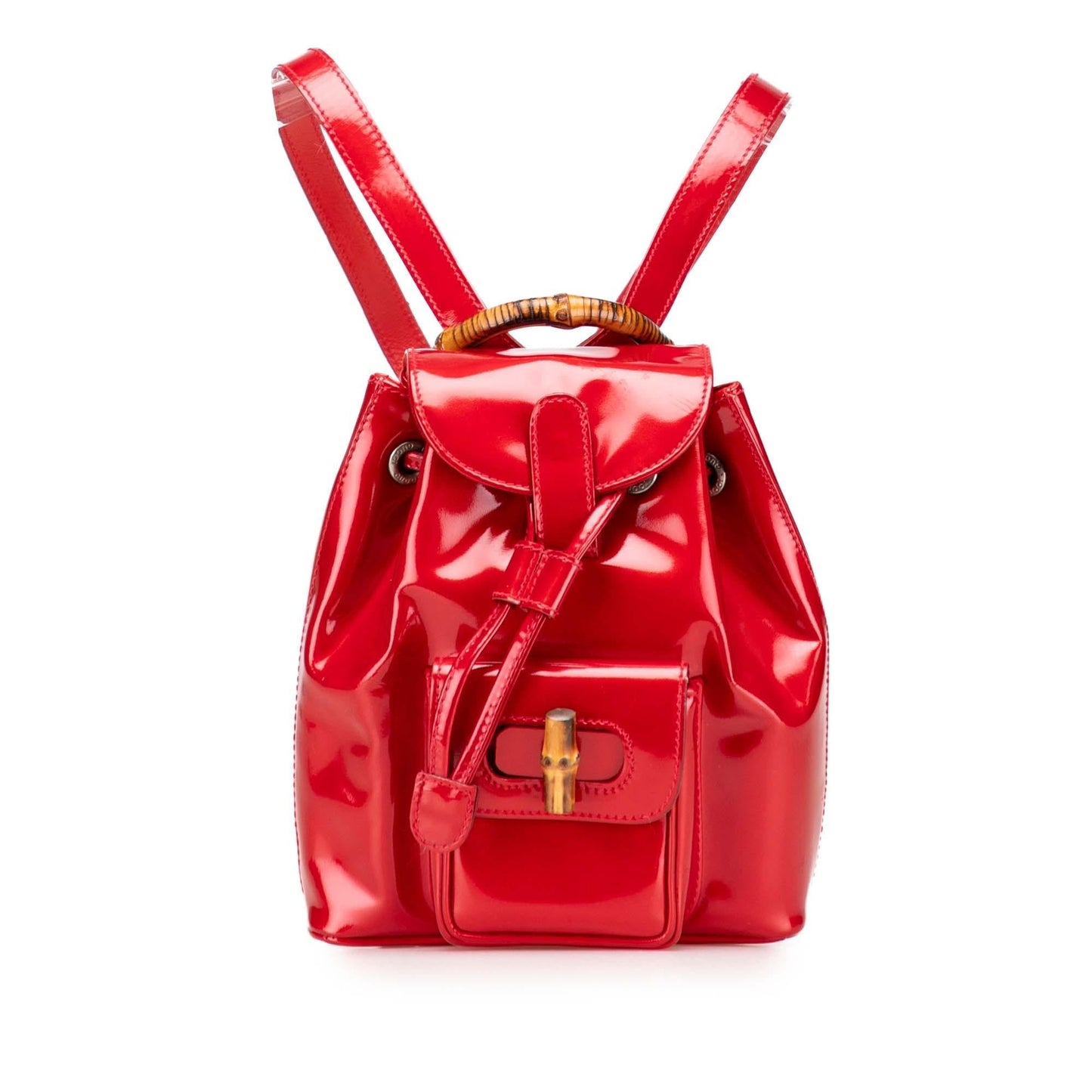 Gucci Bamboo Drawstring Backpack Patent Mini Jewelry
