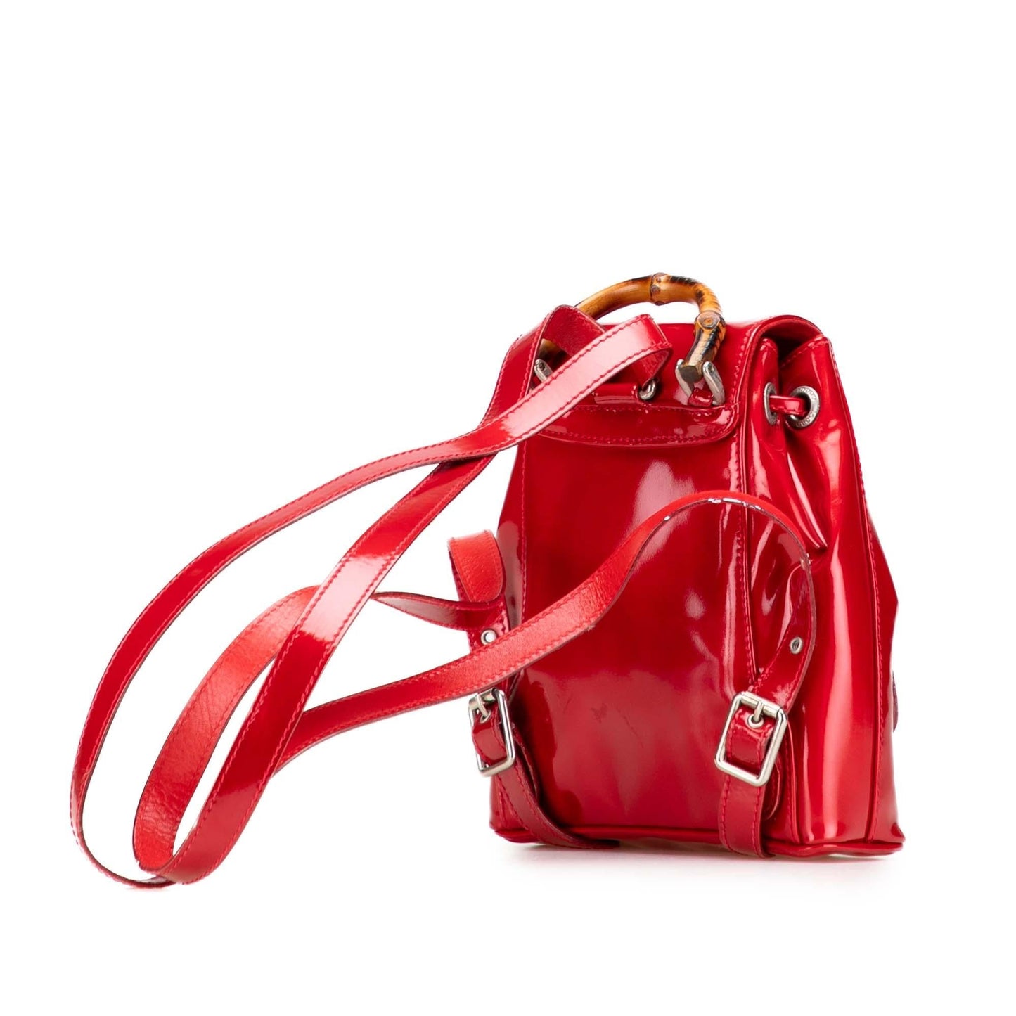 Gucci Bamboo Drawstring Backpack Patent Mini Jewelry