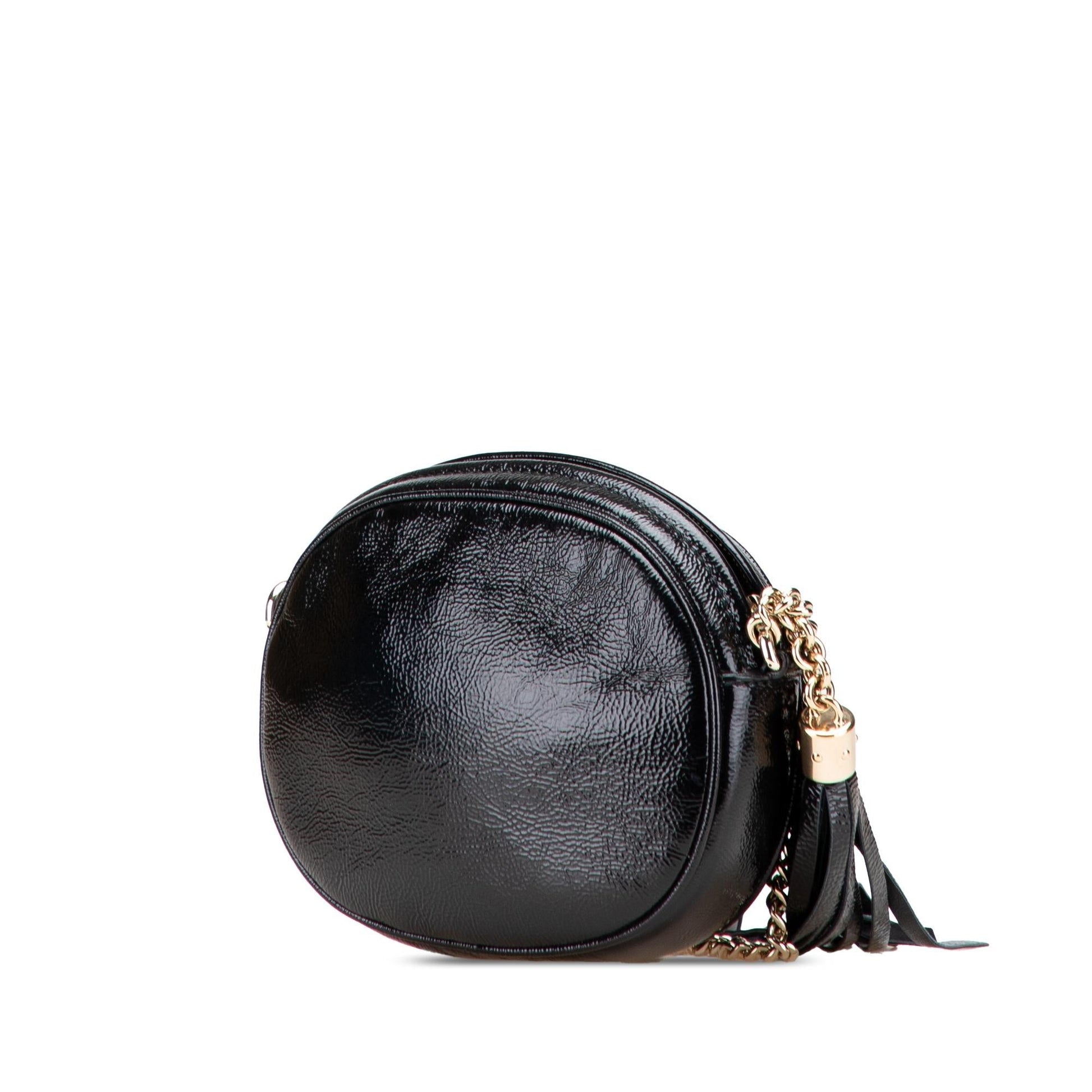 Gucci Soho Chain Leather Patent Black Mini Crossbody Bag